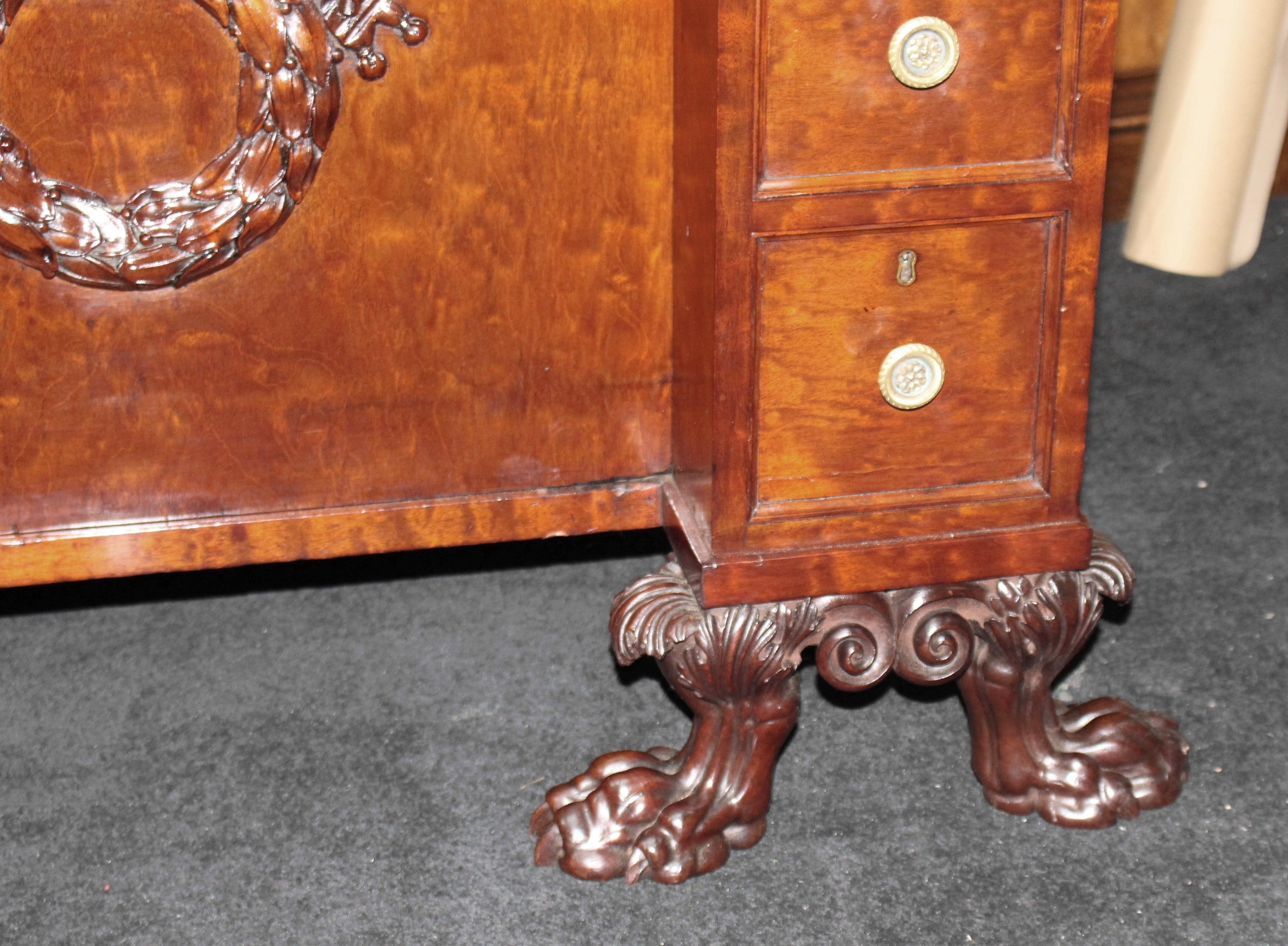 Fine Late 18th c. Mahogany Desk with Carved Feet For Sale 11