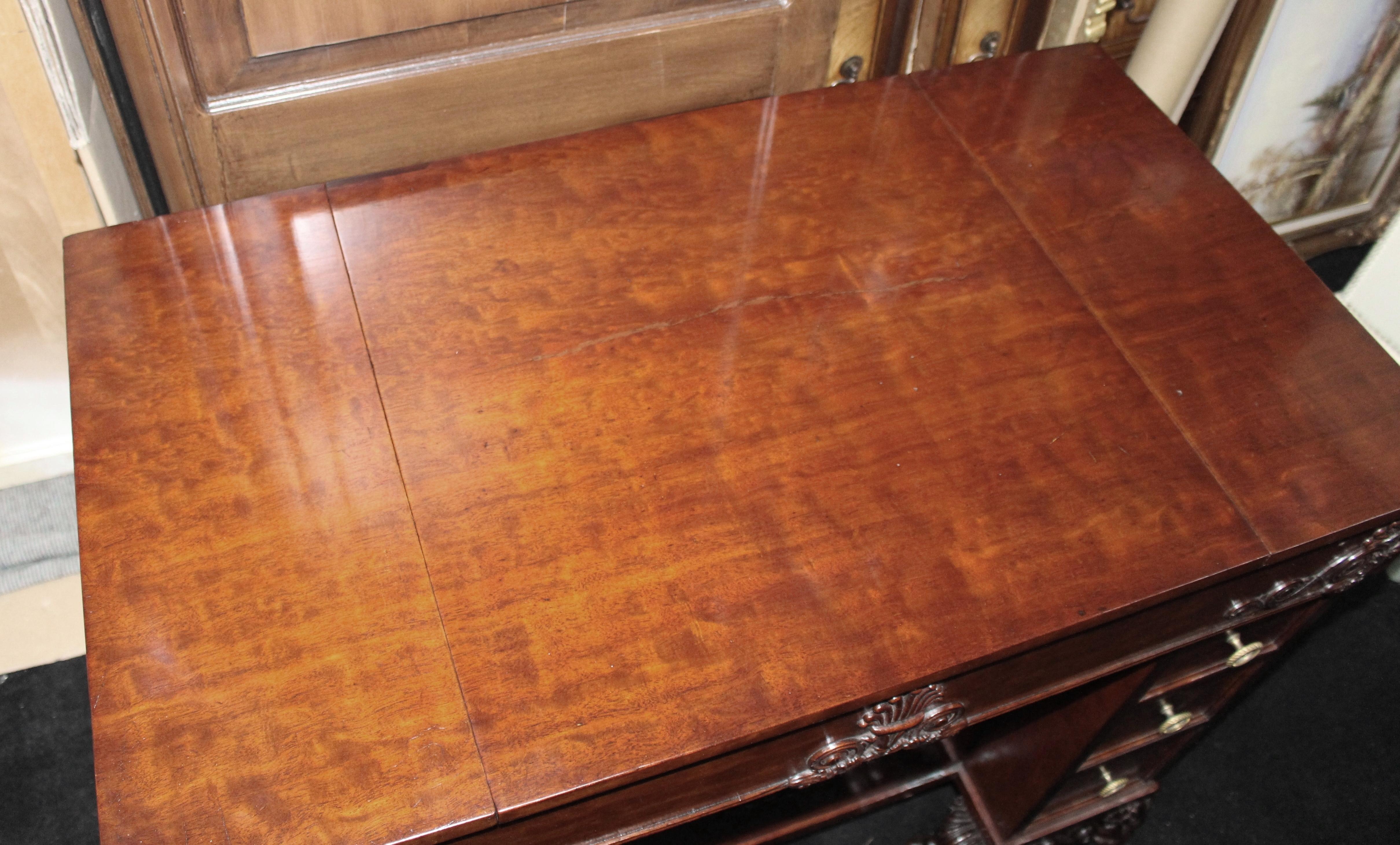 18th Century and Earlier Fine Late 18th c. Mahogany Desk with Carved Feet For Sale