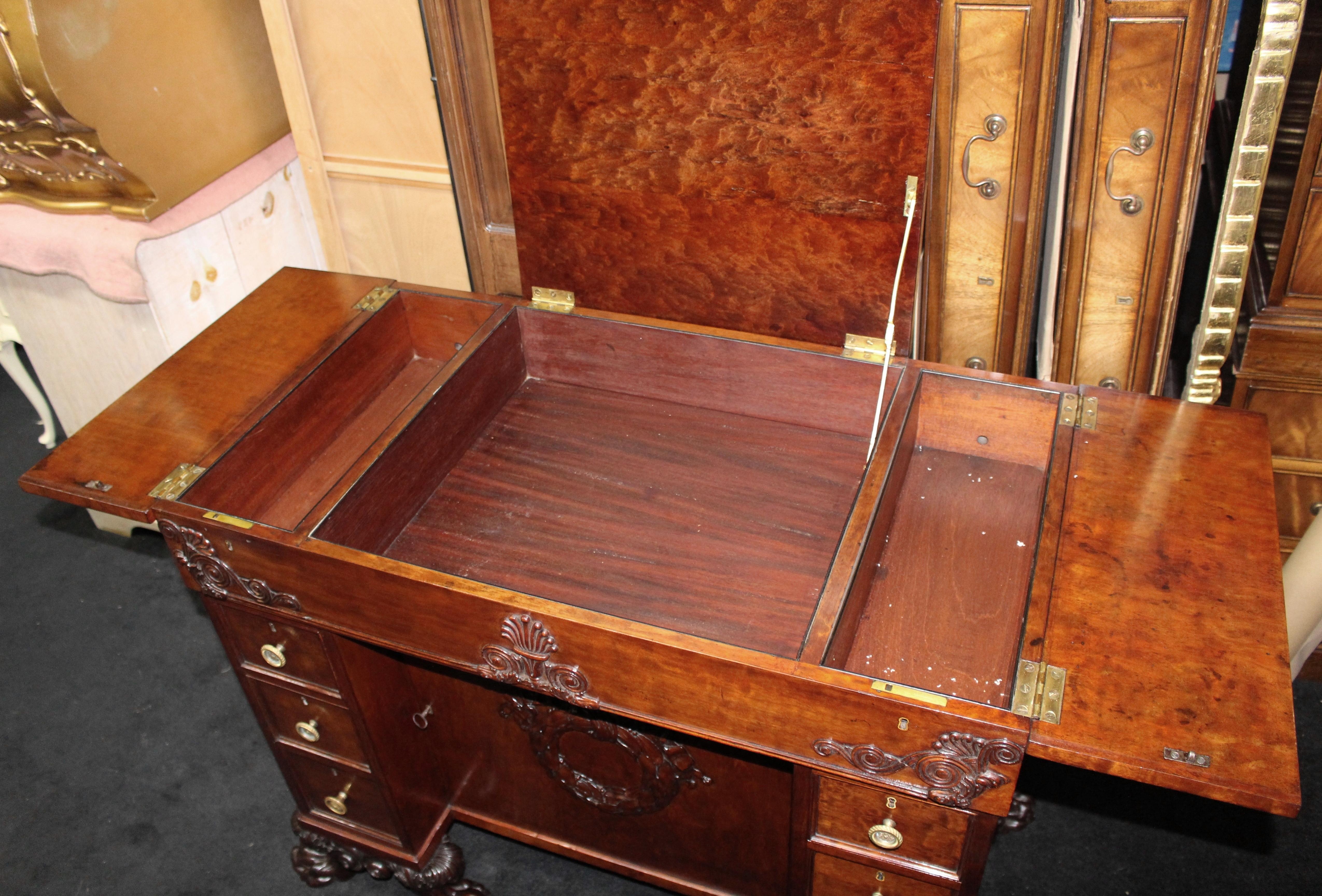 Fine Late 18th c. Mahogany Desk with Carved Feet For Sale 1