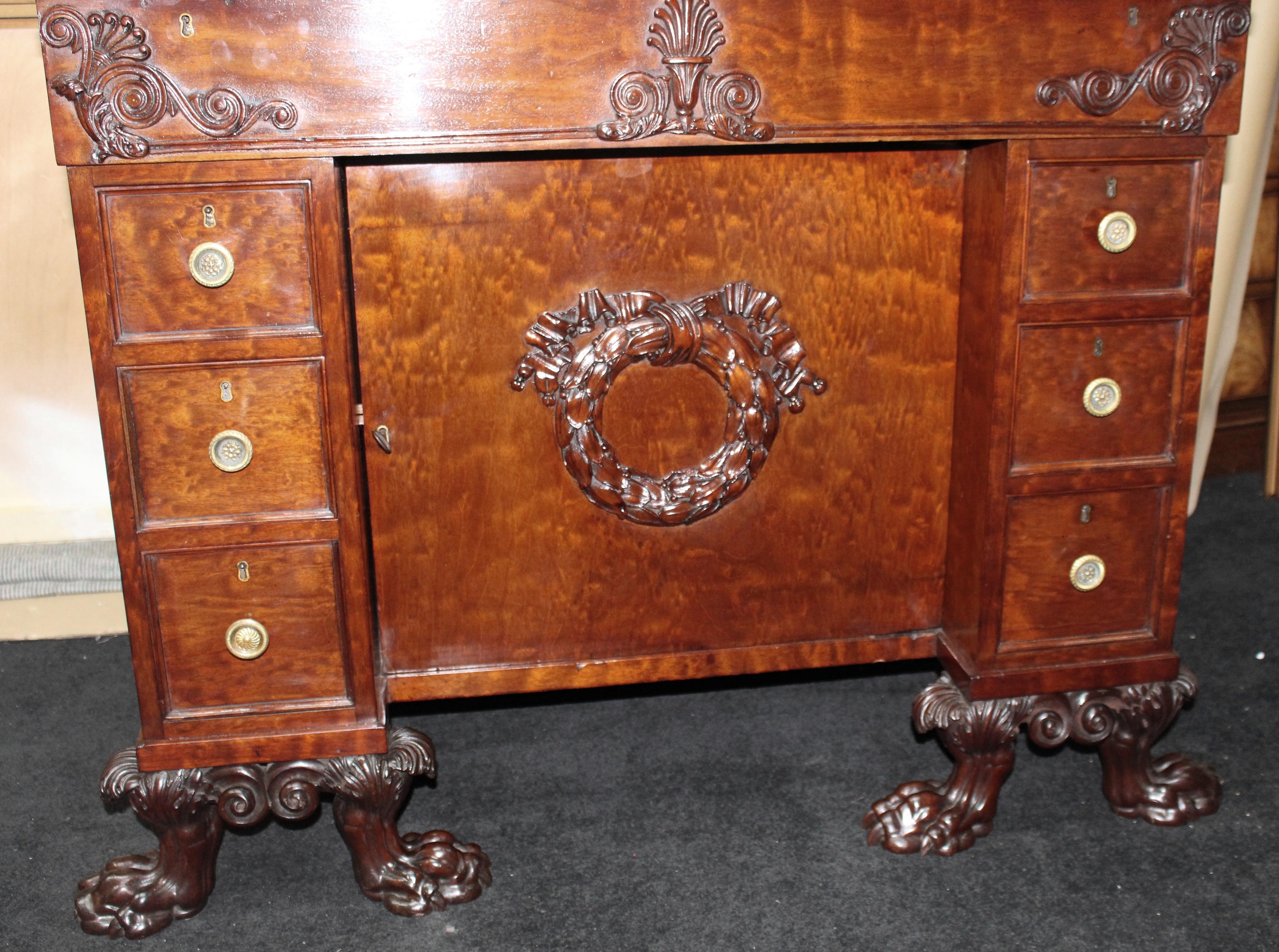 Fine Late 18th c. Mahogany Desk with Carved Feet For Sale 3