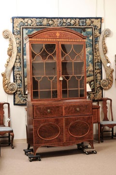 Fine Late 18th Century George III Tulipwood Cross-banded Mahogany Secretary Book