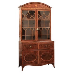 Fine Late 18th Century George III Tulipwood Cross-banded Mahogany Secretary Book