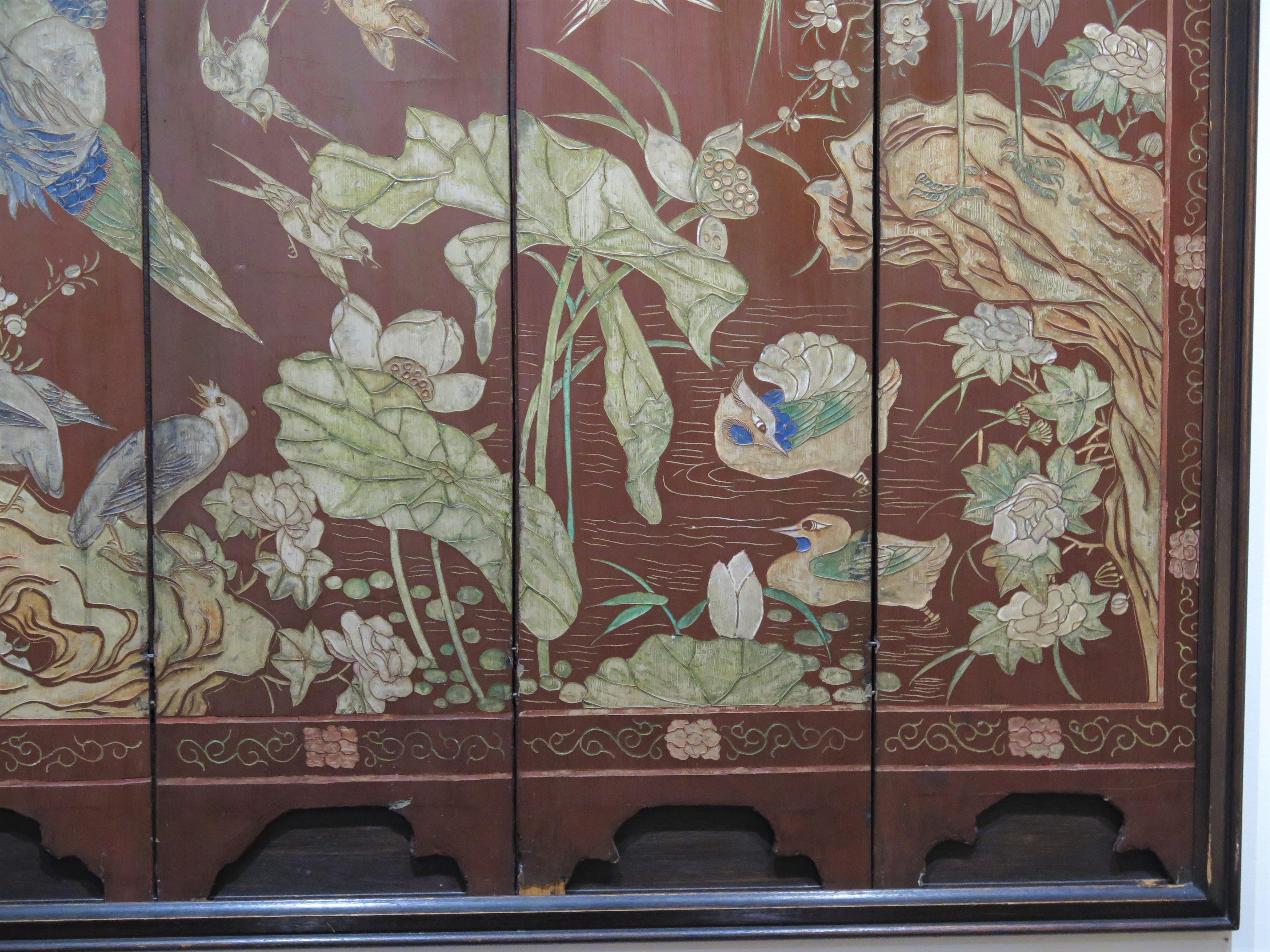 Fine Late 18th early 19th Century Eight (8) Panel Chinese Coromandel Framed Scre 5