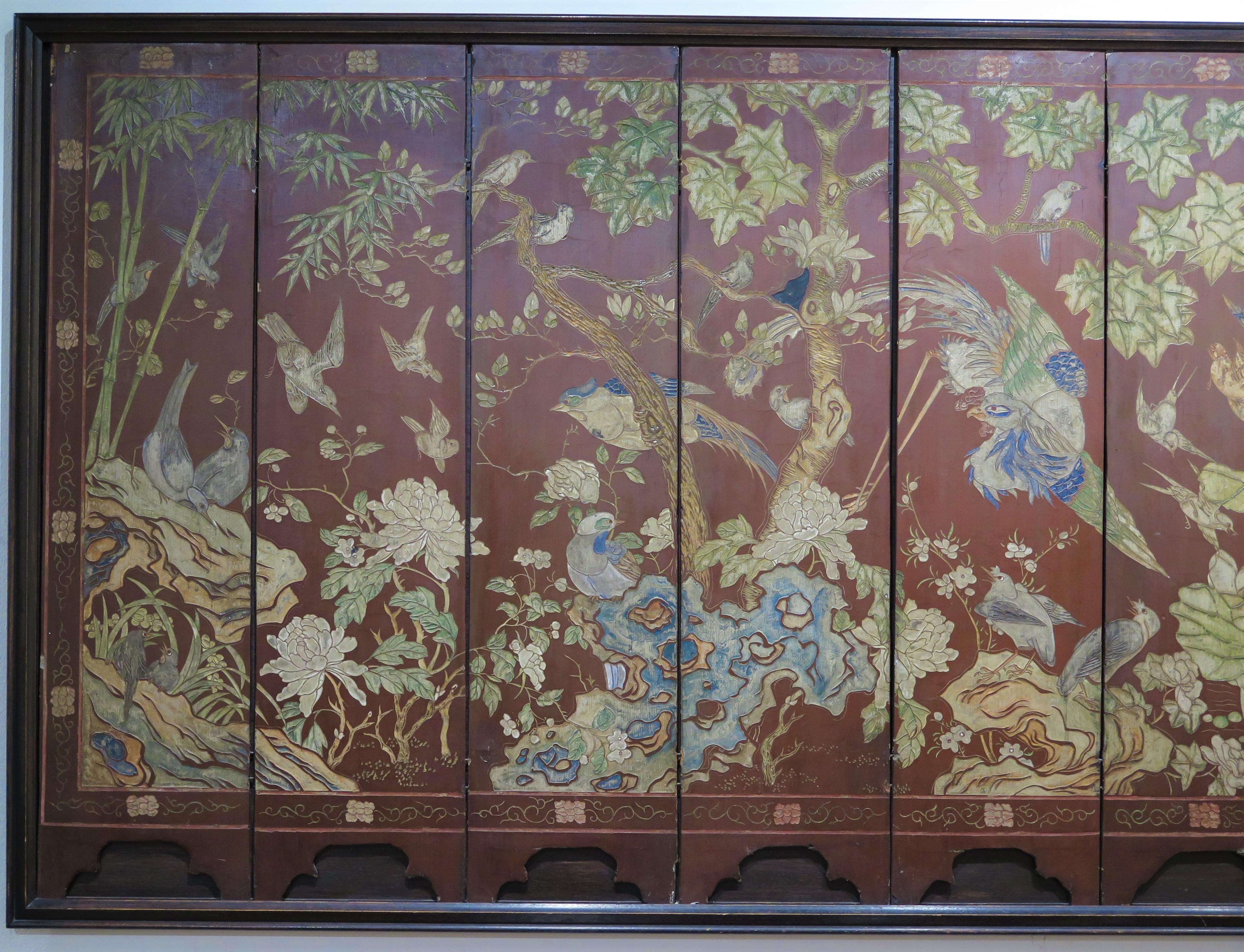 Chinoiserie Fine Late 18th early 19th Century Eight (8) Panel Chinese Coromandel Framed Scre