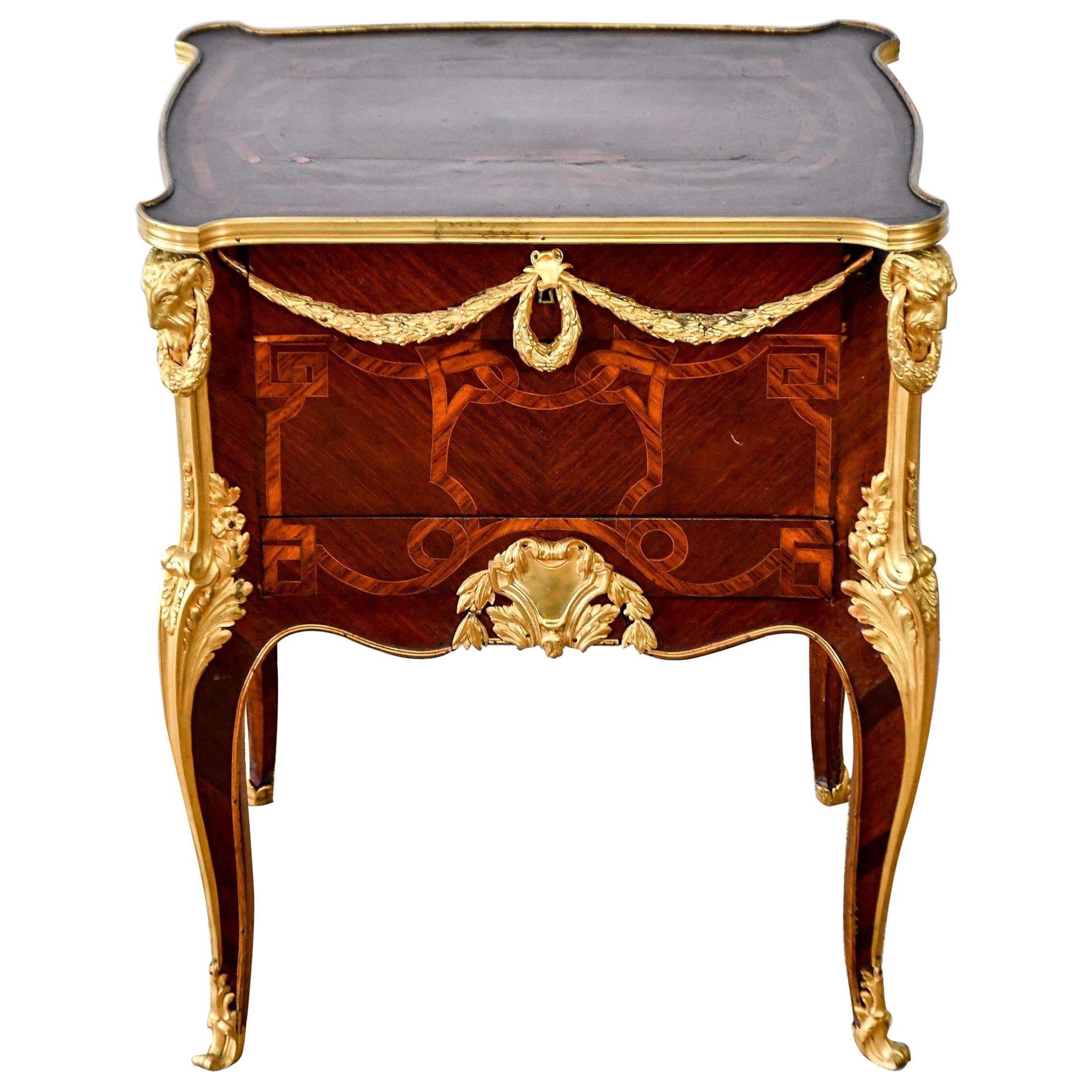 Fine French Louis XVI Mahogany and Gilt Bronze Nightstand Commode