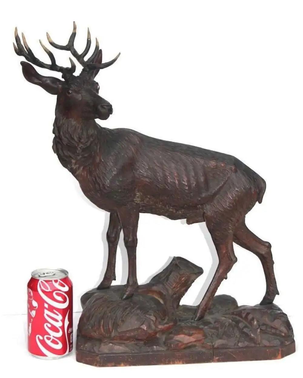 Wood Fine Late 19th Century Black Forest Stag For Sale