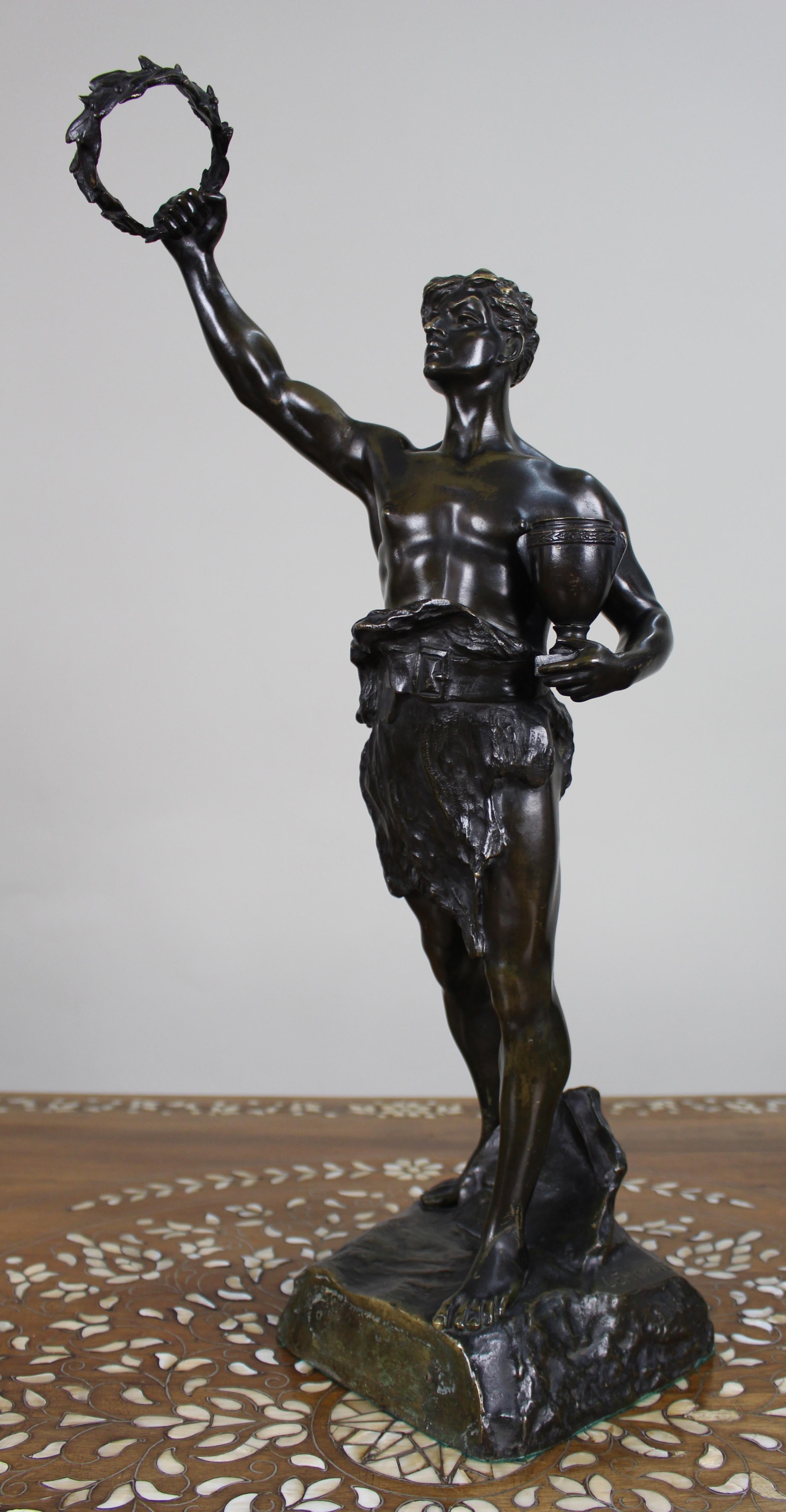 Grande figura allegorica in bronzo francese del XIX secolo firmata Lemoyne

Scultura in bronzo di grande effetto e ben fusa, risalente alla fine del XIX secolo, firmata Lemoyne sulla base.

La figura è modellata con sicurezza e tiene in una mano una