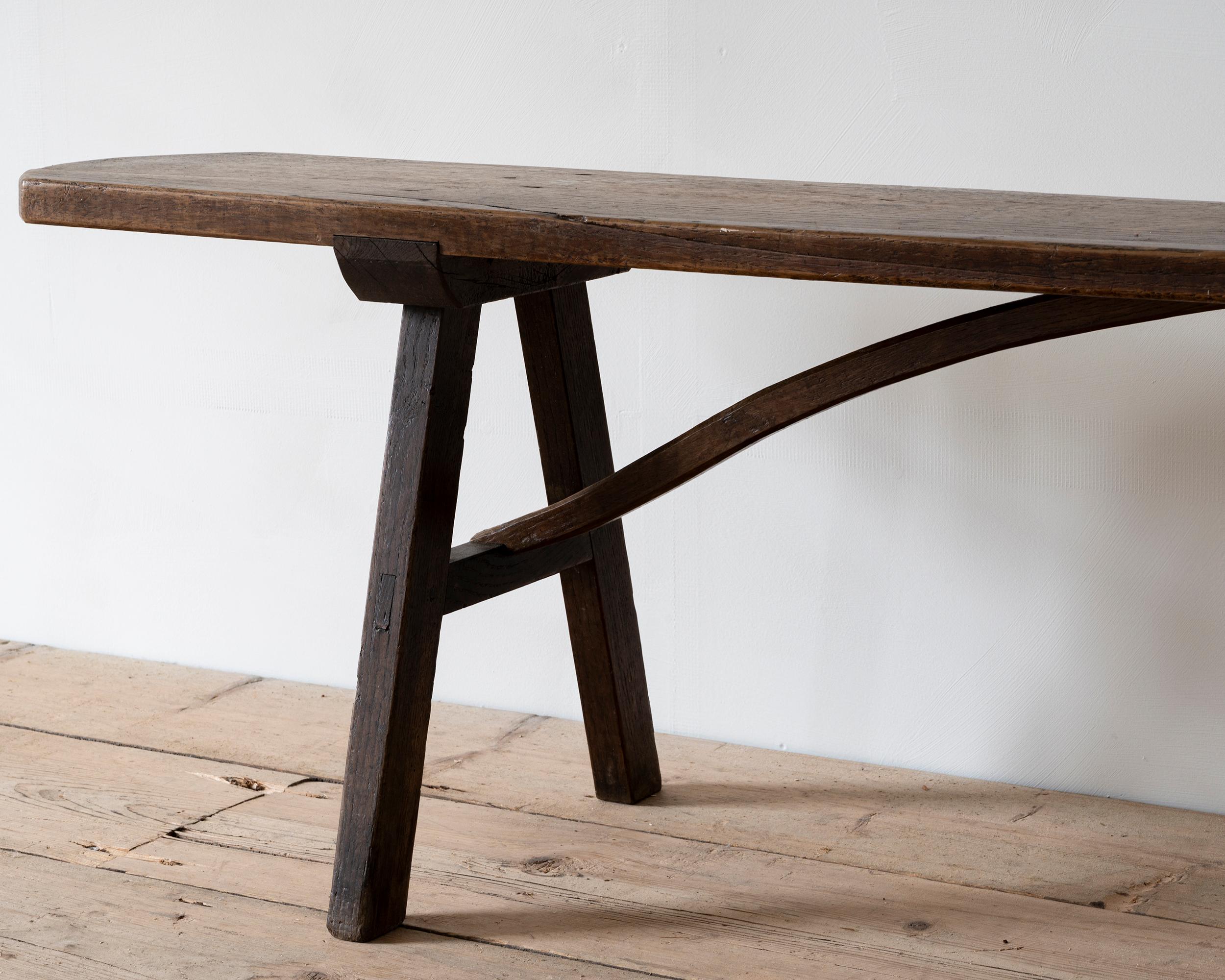 Hand-Crafted Fine late 19th Century French Wooden Bench For Sale
