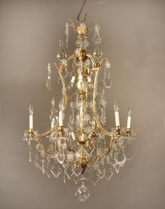 Fine Late 19th Century Gilt Bronze and Crystal Twelve Light Chandelier