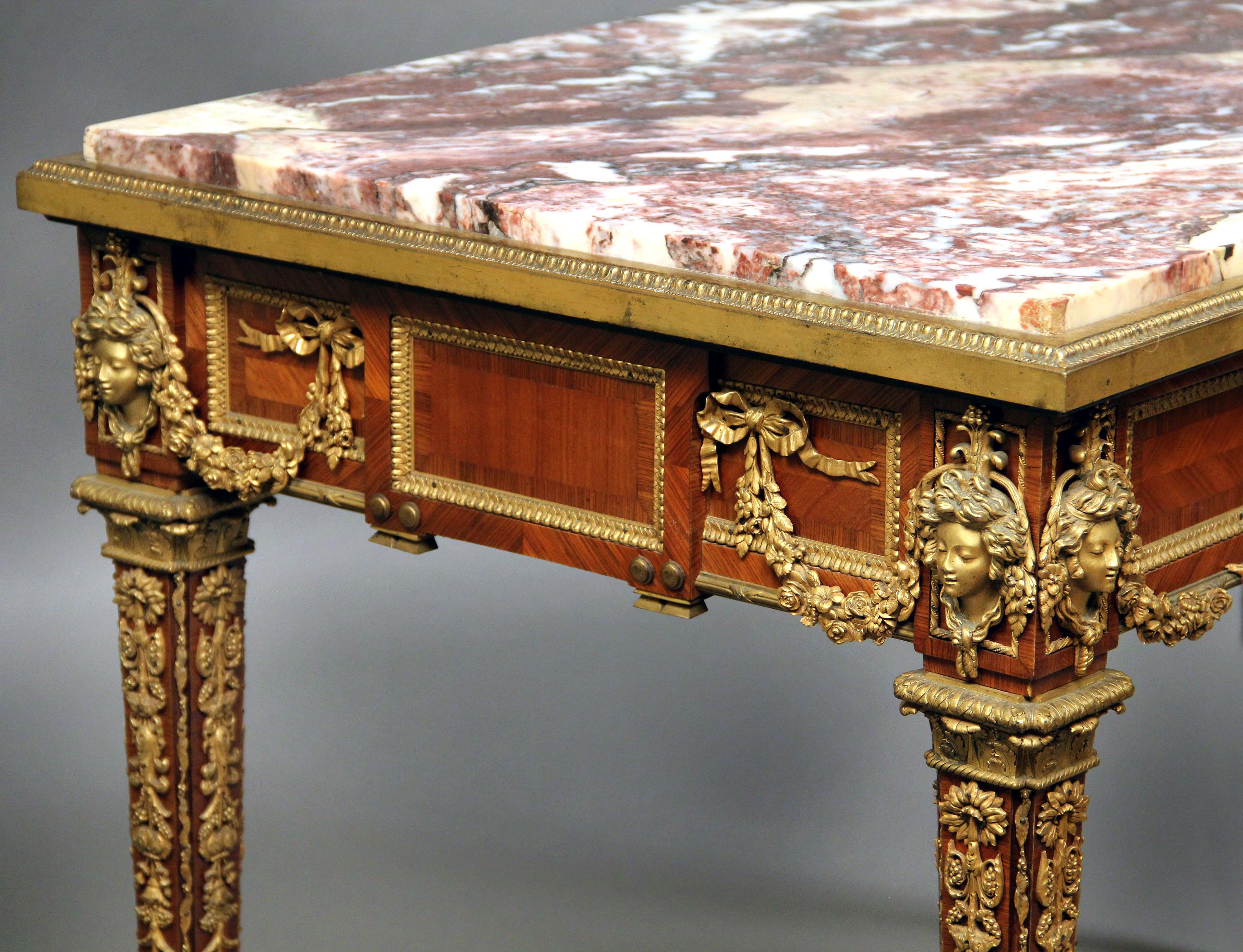 French Fine Late 19th Century Gilt Bronze-Mounted Centre Table by Joseph Zwiener