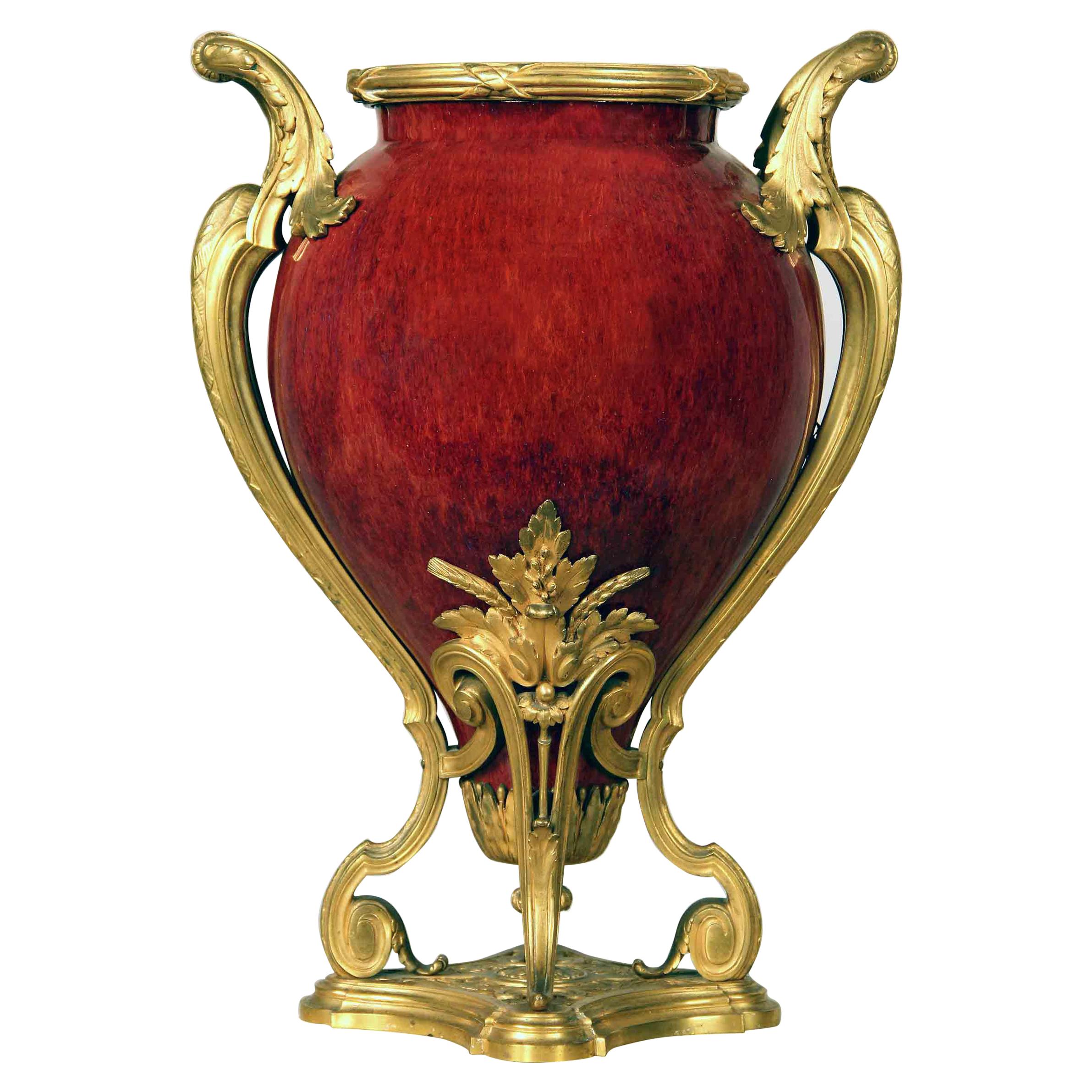 Fine Late 19th Century Gilt Bronze-Mounted Sang De Boeuf Porcelain Centrepiece