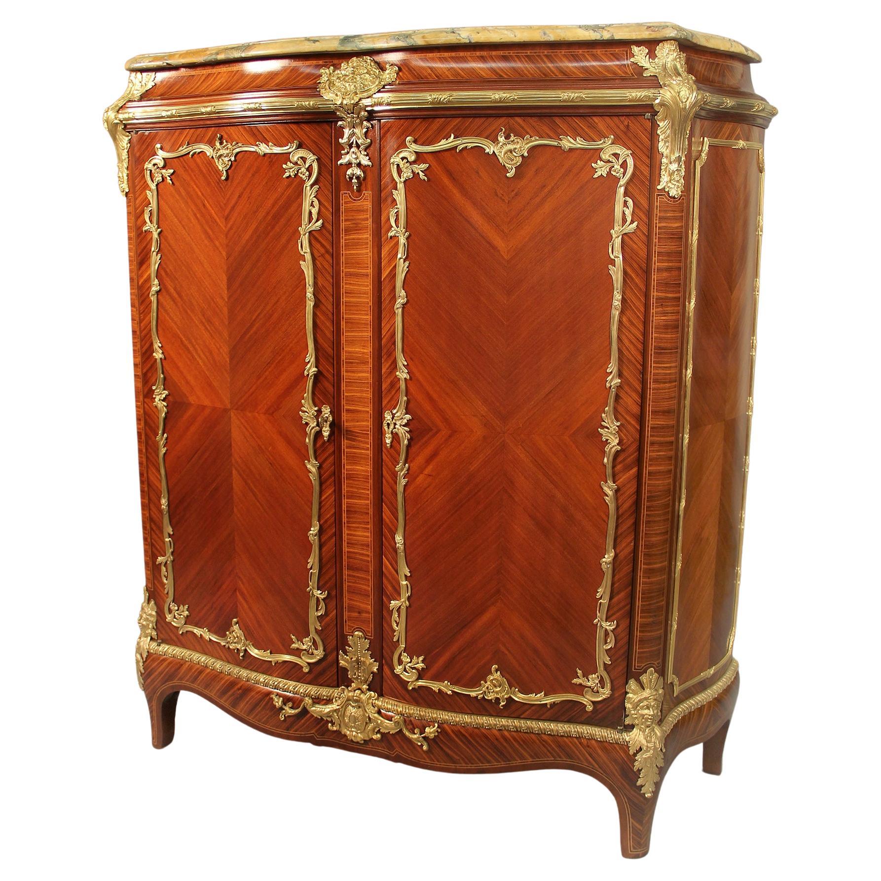 Fine Late 19th Century Gilt Bronze Mounted Tall Cabinet by François Linke For Sale
