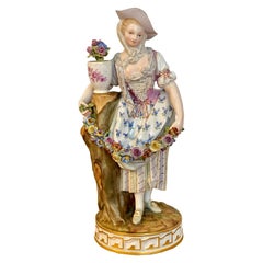 Antique Fine Late 19th Century Meissen Figurine of a Lady Gardener