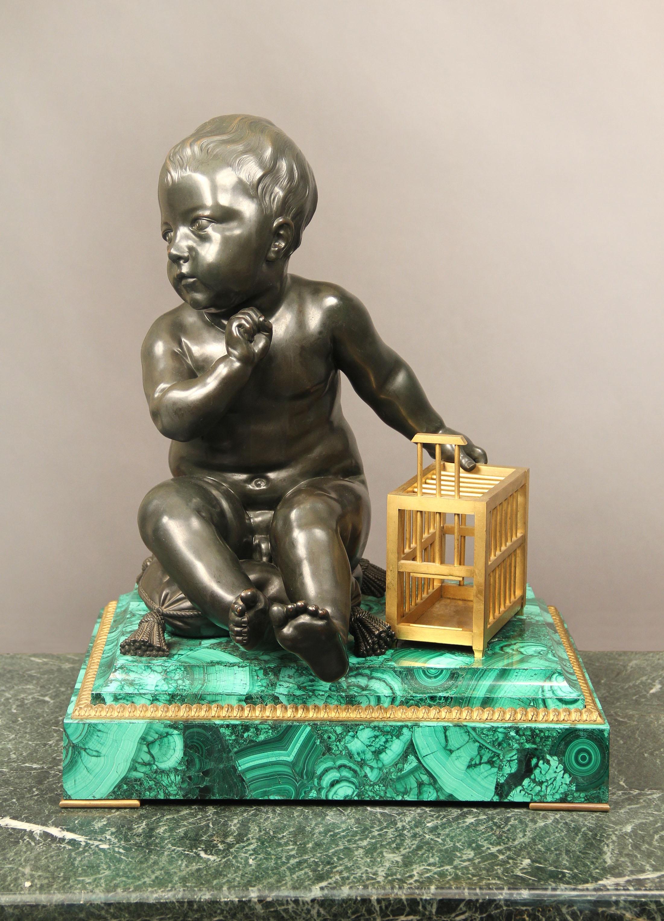 A fine late 19th century Louis XVI style gilt and patinated bronze sculpture entitled 