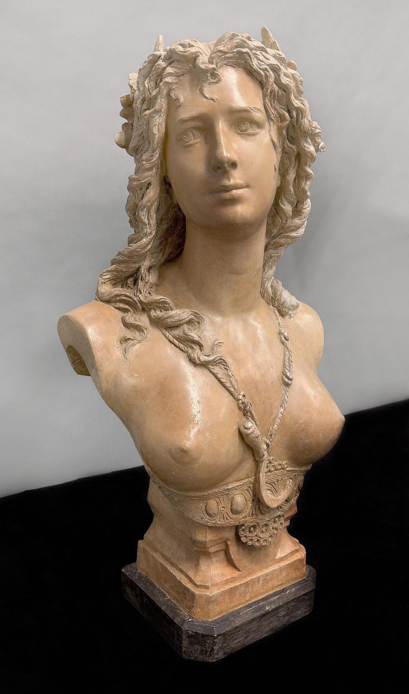Belle Époque Fine Late 19th Century Terracotta Bust of a Young Maiden by Carrier Belleuse For Sale