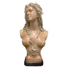 Fine Late 19th Century Terracotta Bust of a Young Maiden by Carrier Belleuse