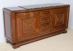 Fine Late Art Deco Mahogany and Marble-Top, Bronze-Mounted Buffet
