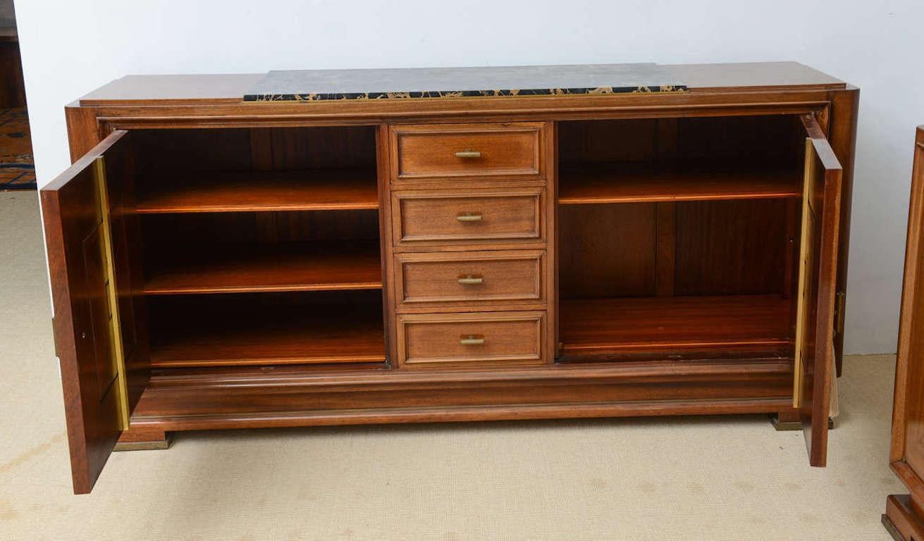 Mid-20th Century Fine Late Art Deco Mahogany and Marble-Top, Bronze-Mounted Buffet For Sale