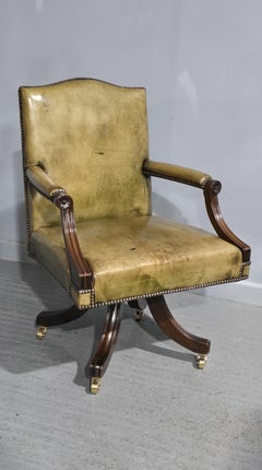 Fine Leather and Mahogany Office Desk Chair