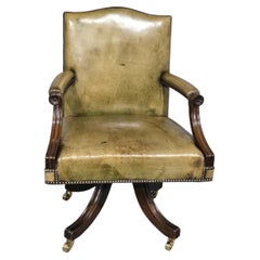 Fine Leather and Mahogany Office Desk Chair