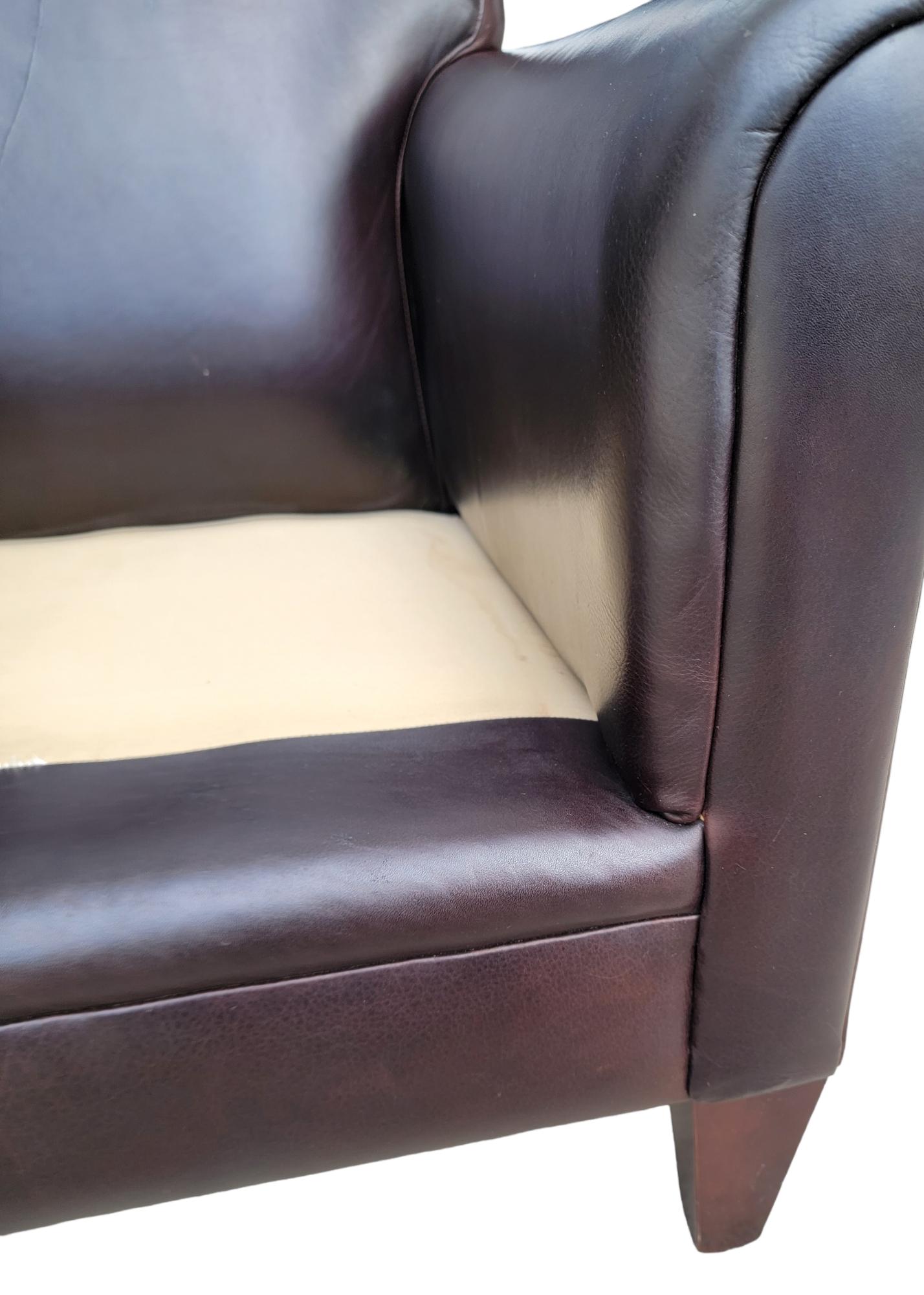 Contemporary  Fine Leather Club Chair For Sale