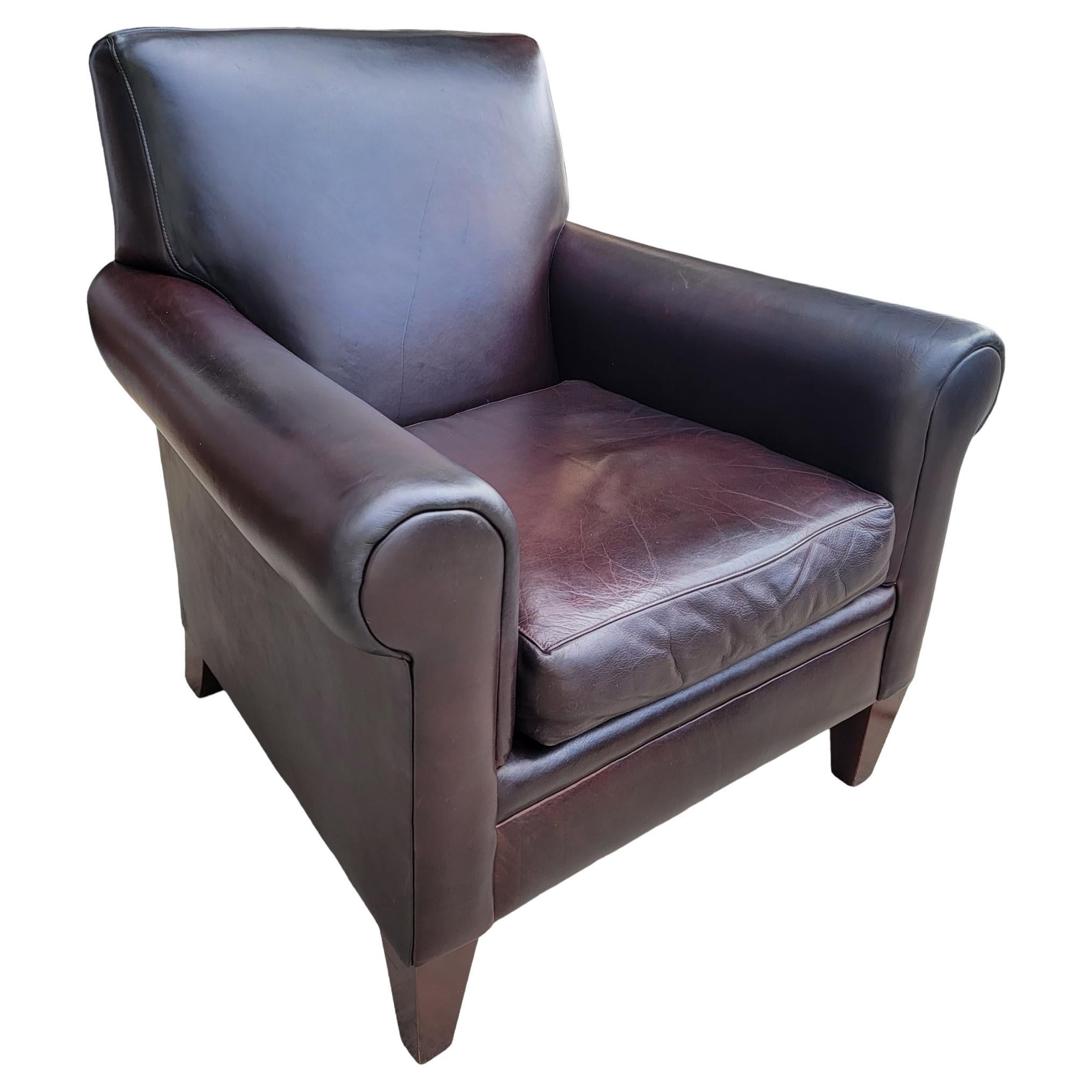  Fauteuil club en cuir fin en vente