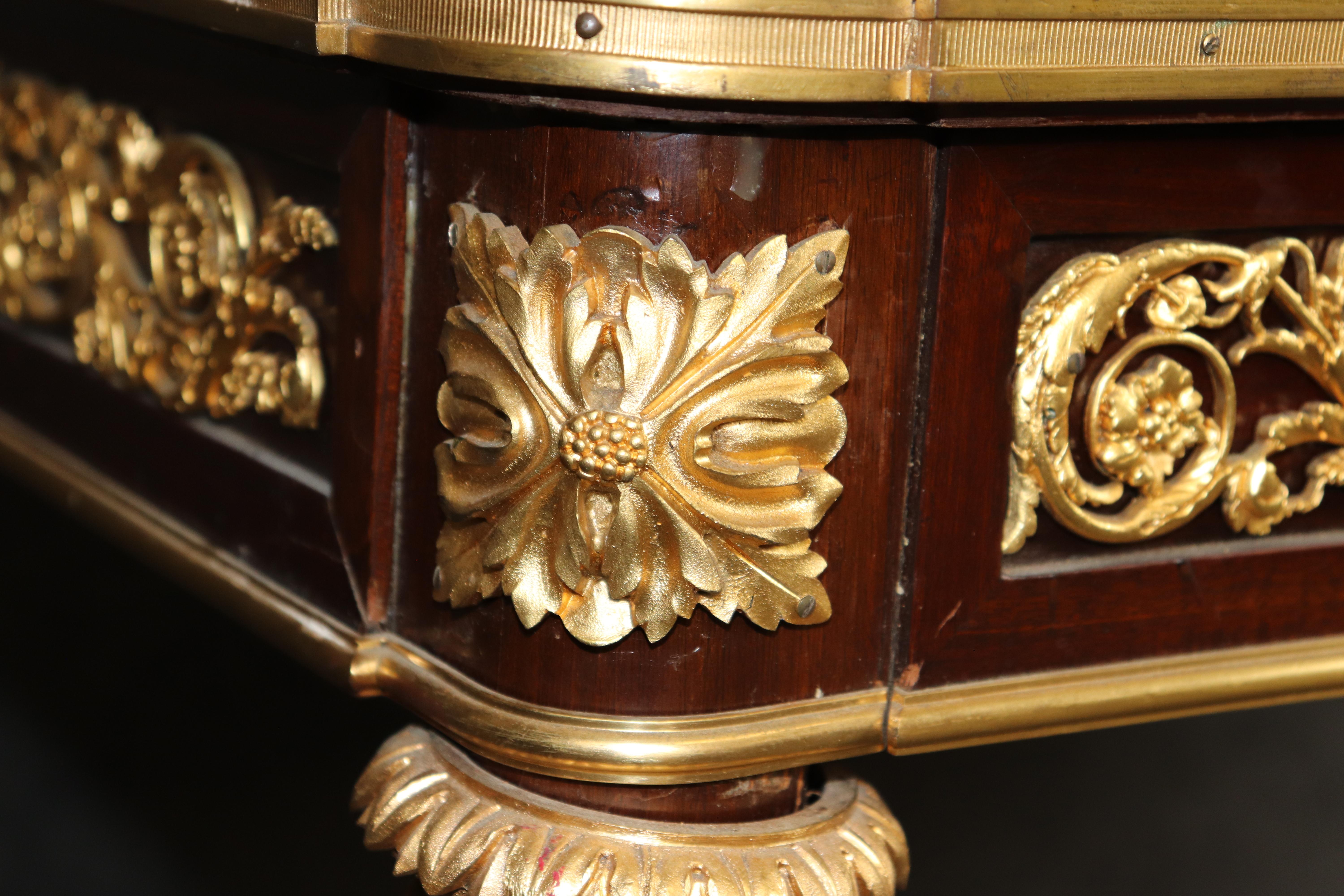 Fine Leather Top Dore' Bronze Ormolu French Louis XVI Desk Theodore Millet For Sale 5