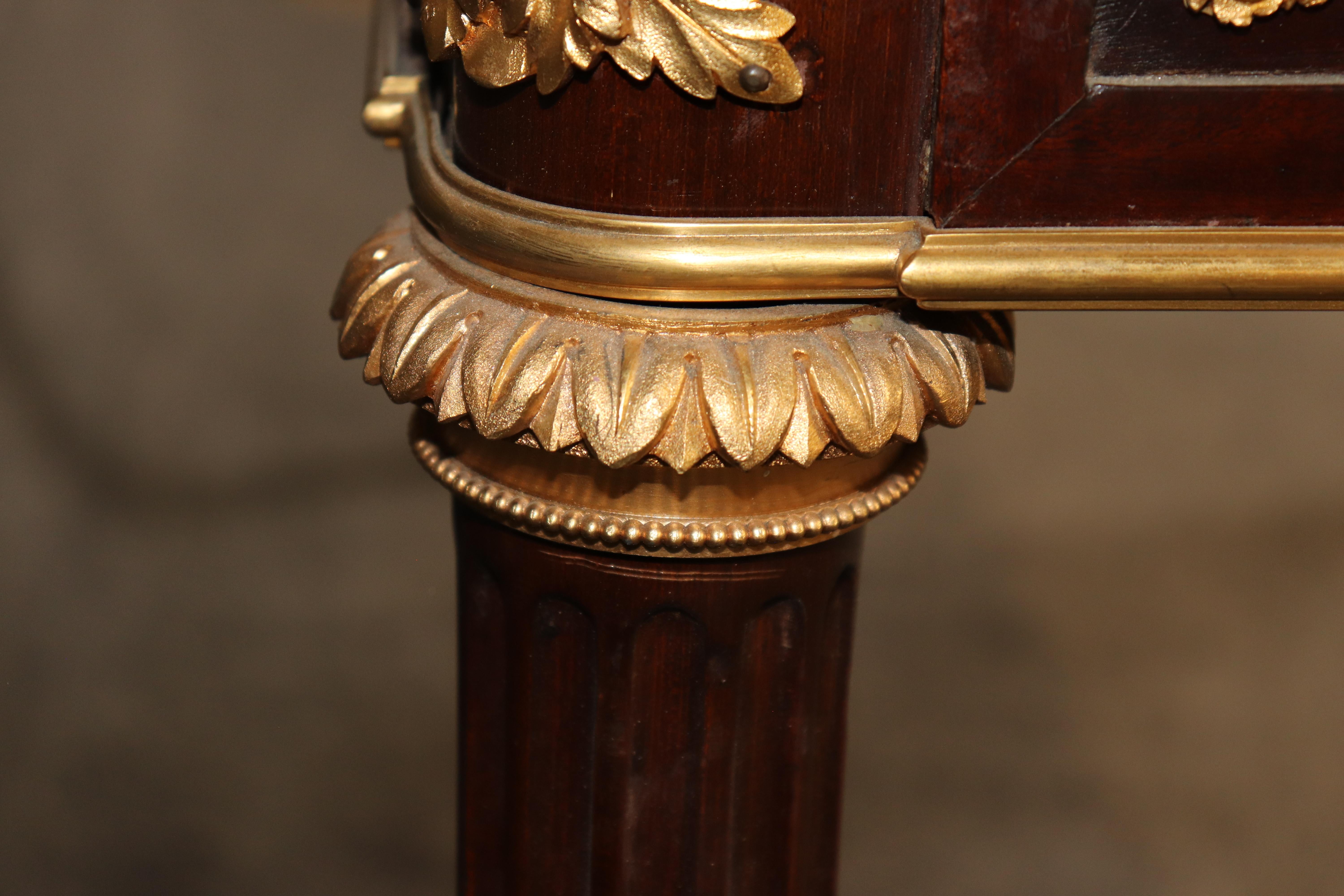 Fine Leather Top Dore' Bronze Ormolu French Louis XVI Desk Theodore Millet For Sale 6