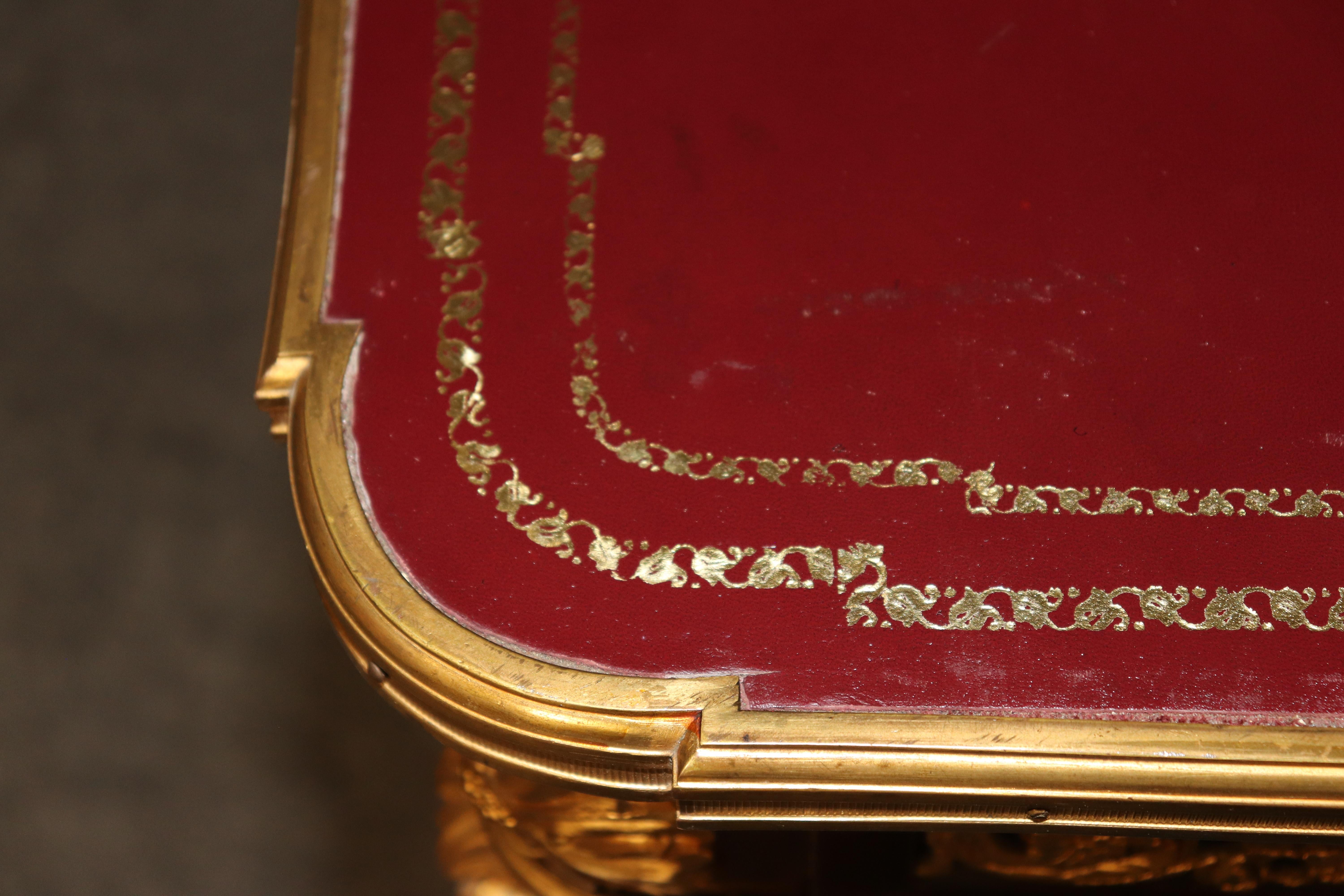 Fine Leather Top Dore' Bronze Ormolu French Louis XVI Desk Theodore Millet For Sale 10