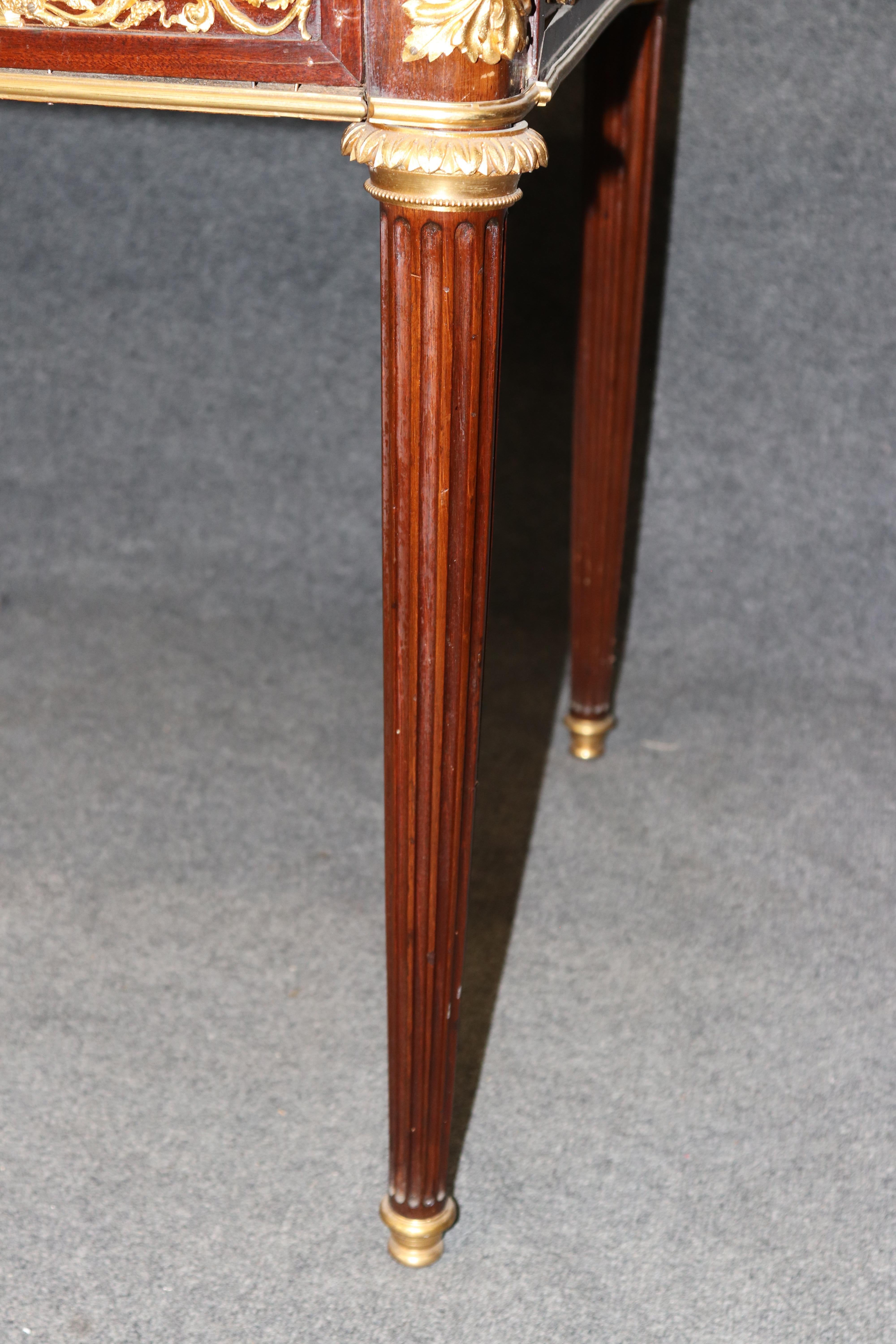 Fine Leather Top Dore' Bronze Ormolu French Louis XVI Desk Theodore Millet For Sale 4