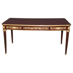 Fine Leather Top Dore' Bronze Ormolu French Louis XVI Desk Theodore Millet