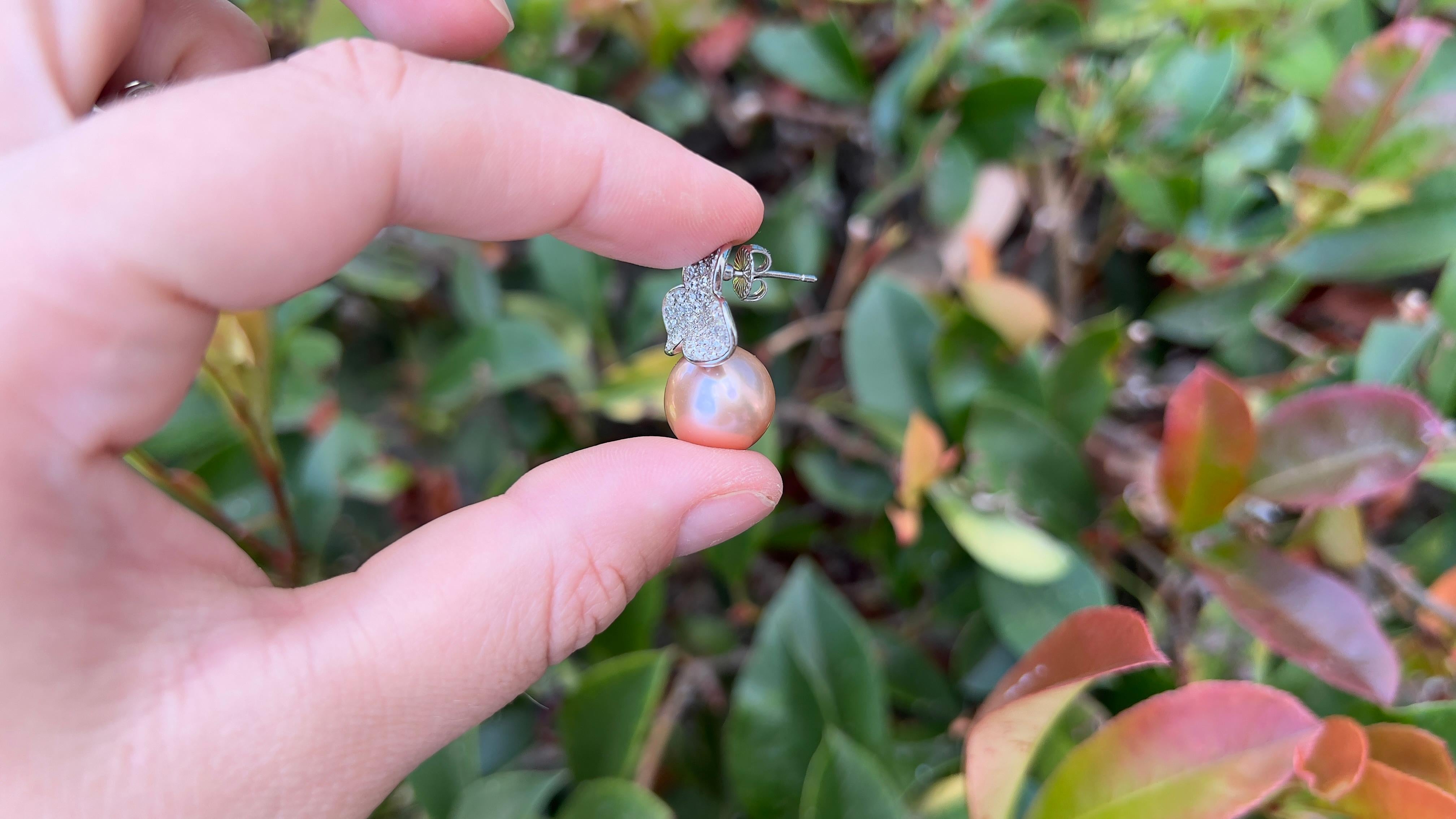 natural pink pearl earrings