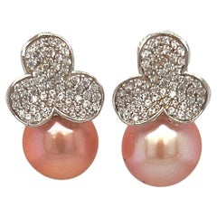 Vintage Fine Light Pink Natural Fresh Water Pearl Earrings