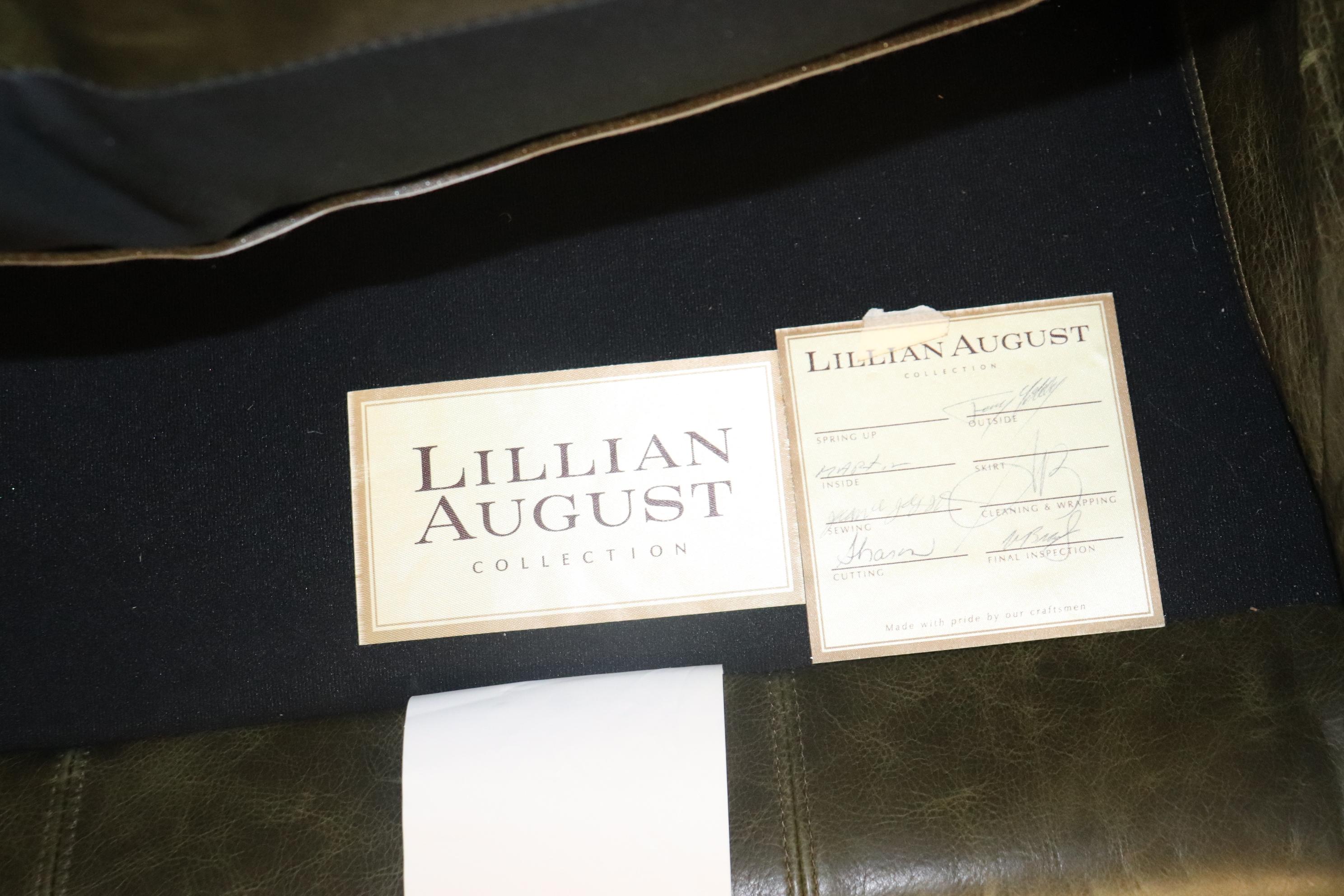 Fine Lillian August Distressed Green Leather Edwardian Sofa 7