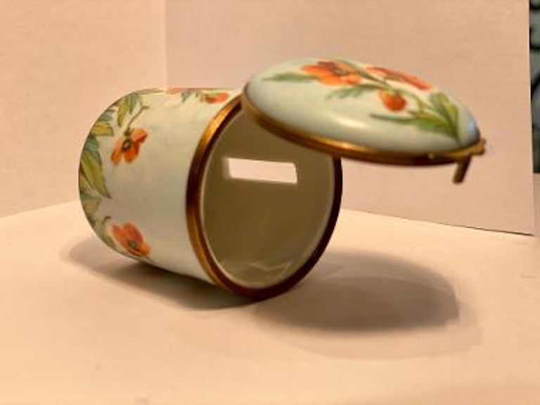 Fine Limoges France Hand Painted Poppy Flower Motif Postage Stamp