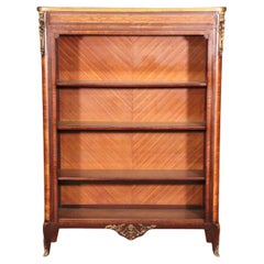 Fine Linke Attributed Satinwood Walnut and Marble Bronze Mounted Bookcase