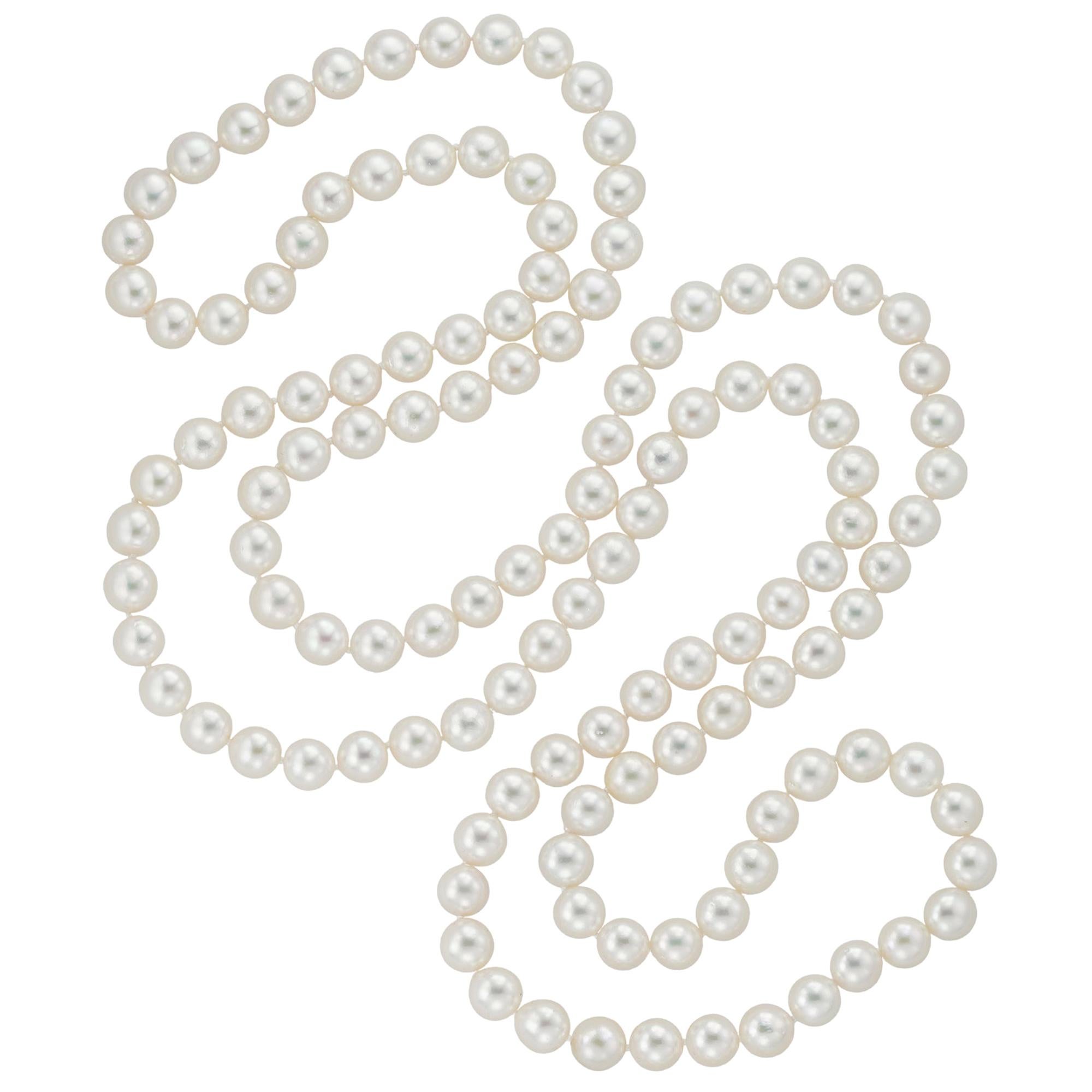 Fine Long Saltwater Cultured Pearl Necklace