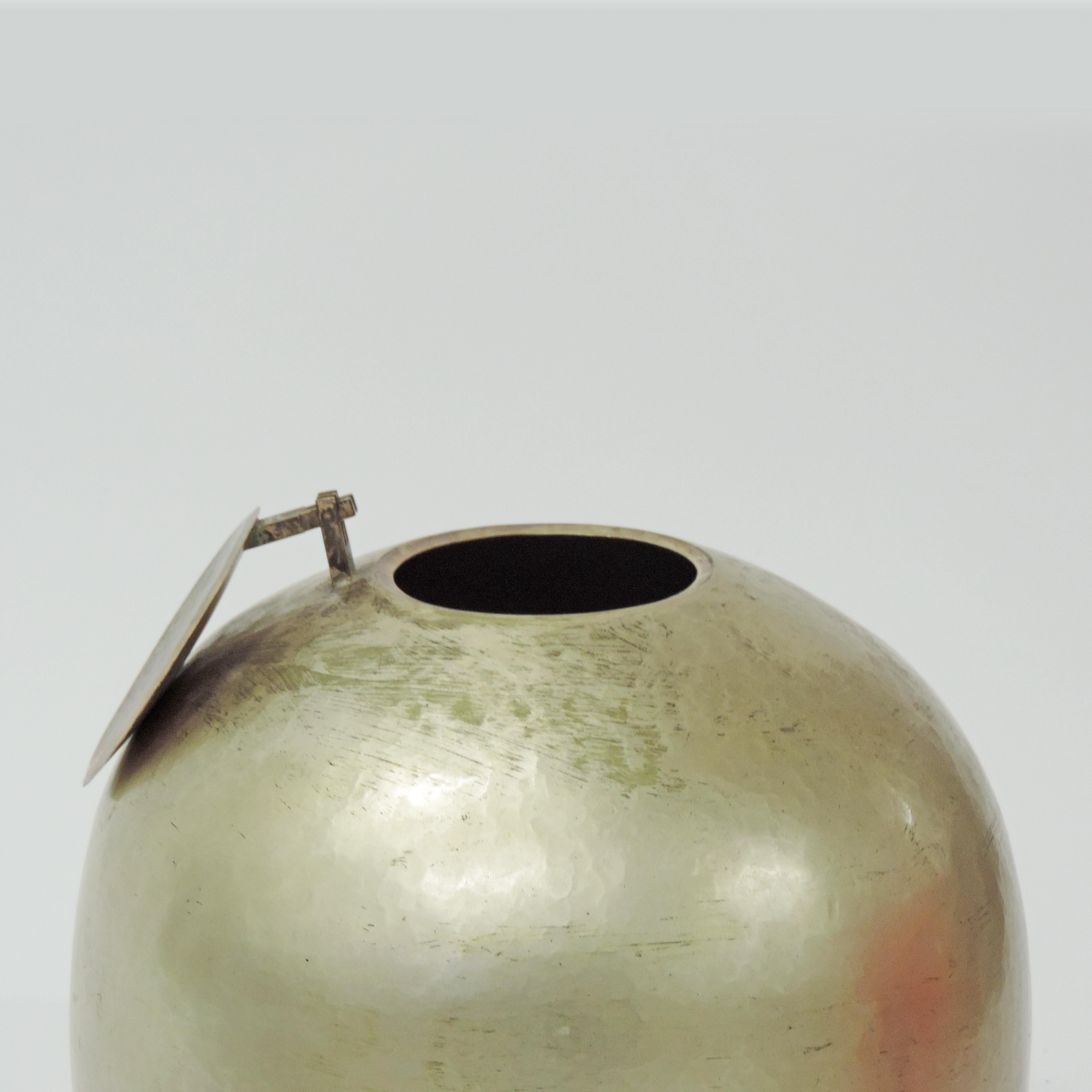 Hammered Fine Lorenzo Burchiellaro Vase with Lid For Sale