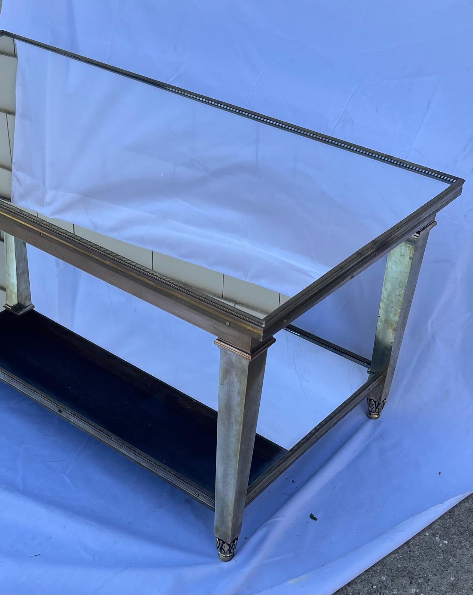 Mesa de centro con espejo Lorin MarTransition Midcentury Bronce pulido Moderno de mediados de siglo en venta