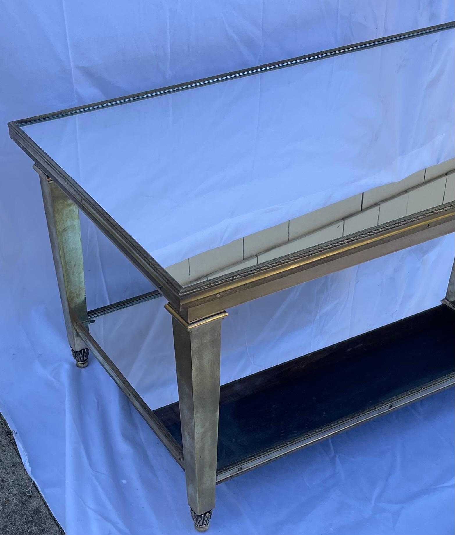 Mesa de centro con espejo Lorin MarTransition Midcentury Bronce pulido Francés en venta