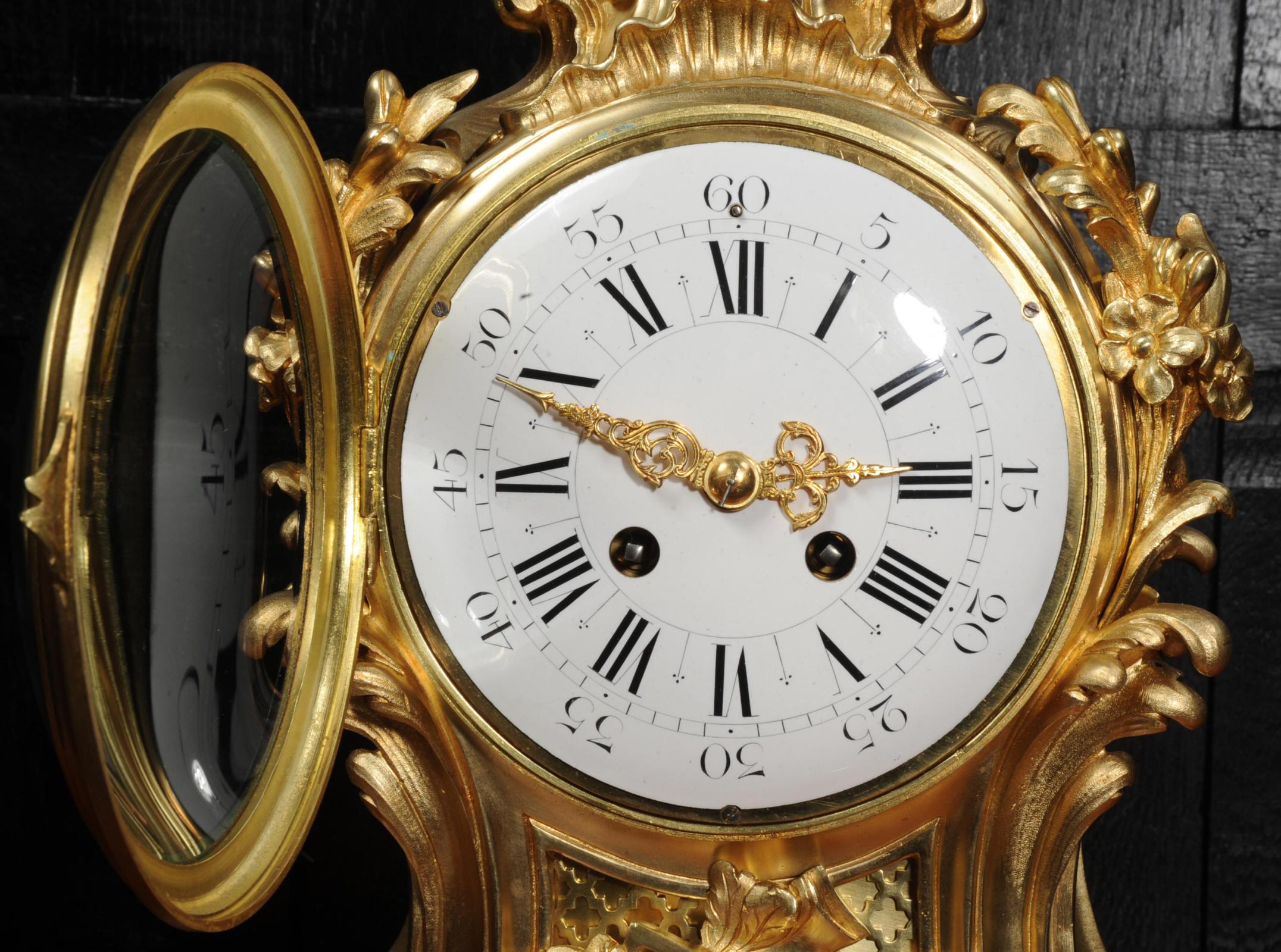 Fine Louis Japy Gilt Bronze Ormolu Rococo Table Clock 9