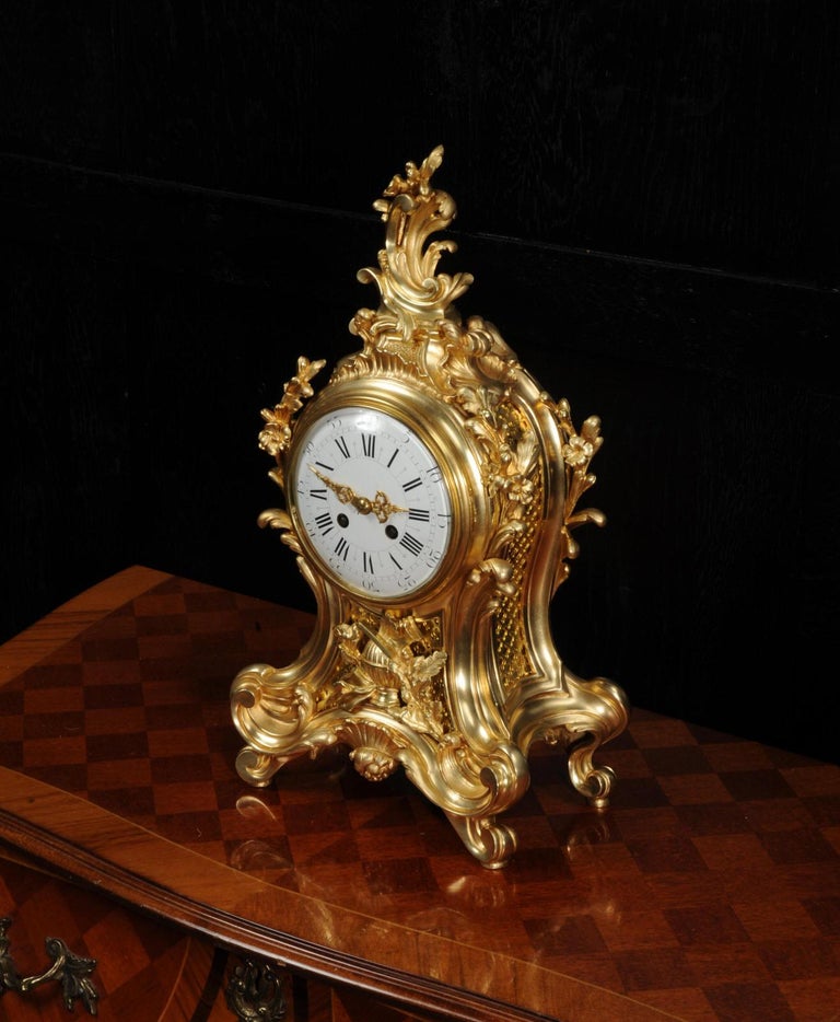 Fine Louis Japy Gilt Bronze Ormolu Rococo Table Clock For Sale 4