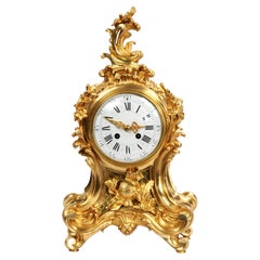 Fine Louis Japy Gilt Bronze Ormolu Rococo Table Clock