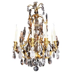 Fine Louis Philippe French Doré Bronze and Rock Crystal Twelve-Light Chandelier