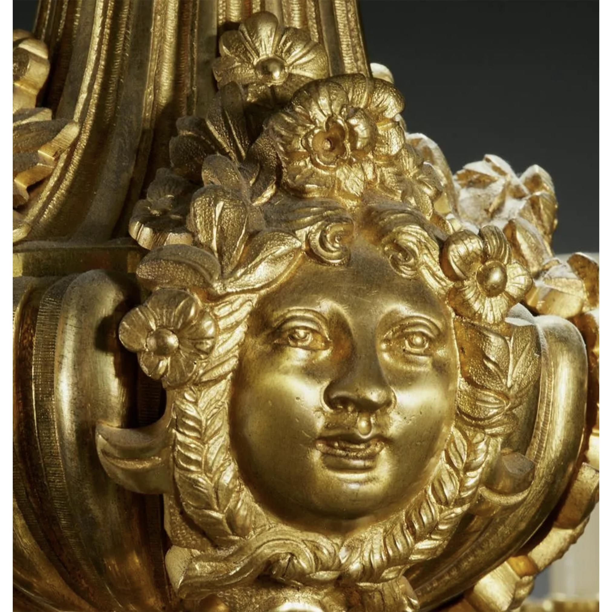 Fine Louis XIV Style Gilt Bronze 8-Arm Chandelier In Good Condition For Sale In New York, NY