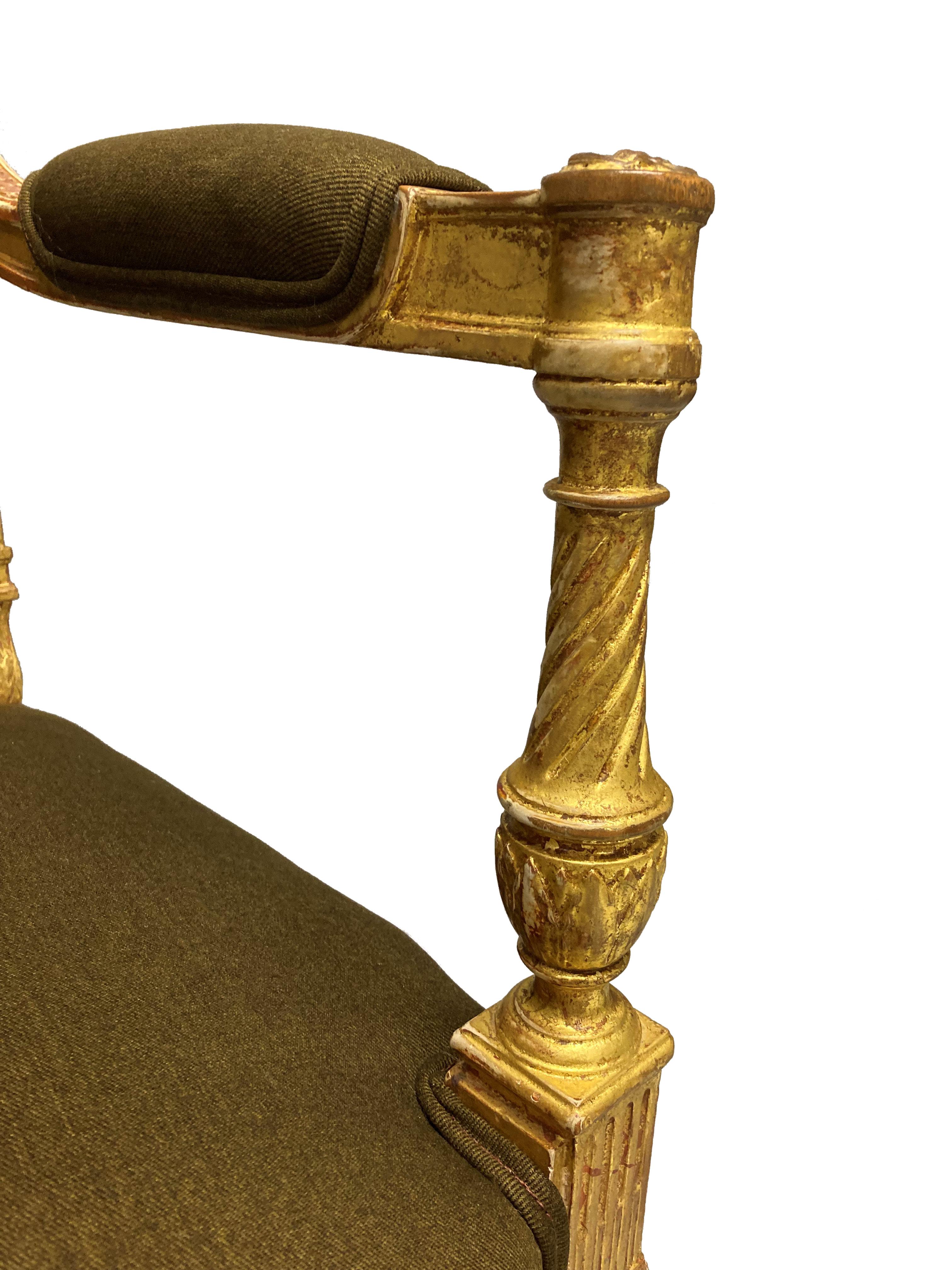 French Fine Louis XIV Style Giltwood Armchair For Sale