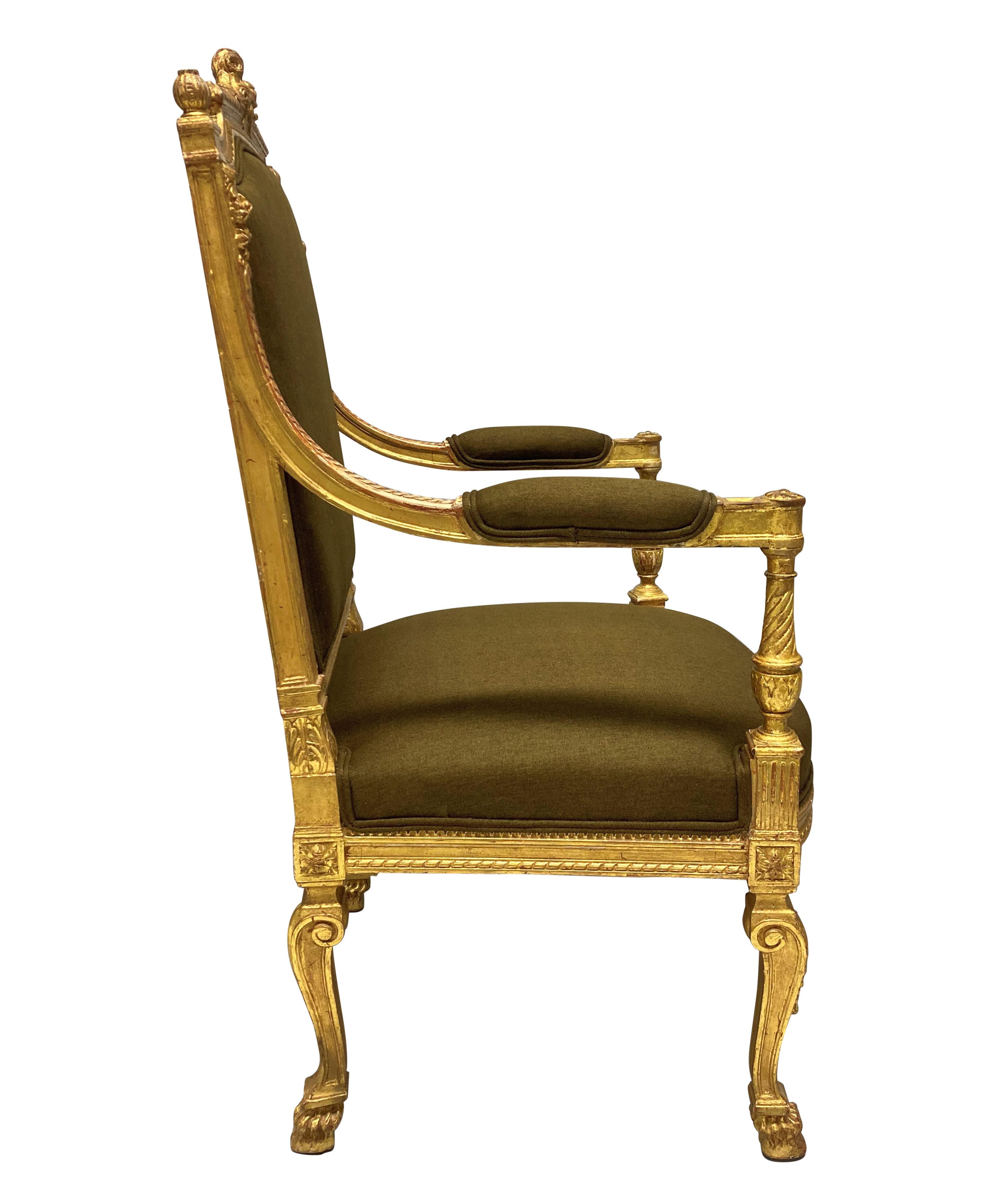 Late 19th Century Fine Louis XIV Style Giltwood Armchair For Sale