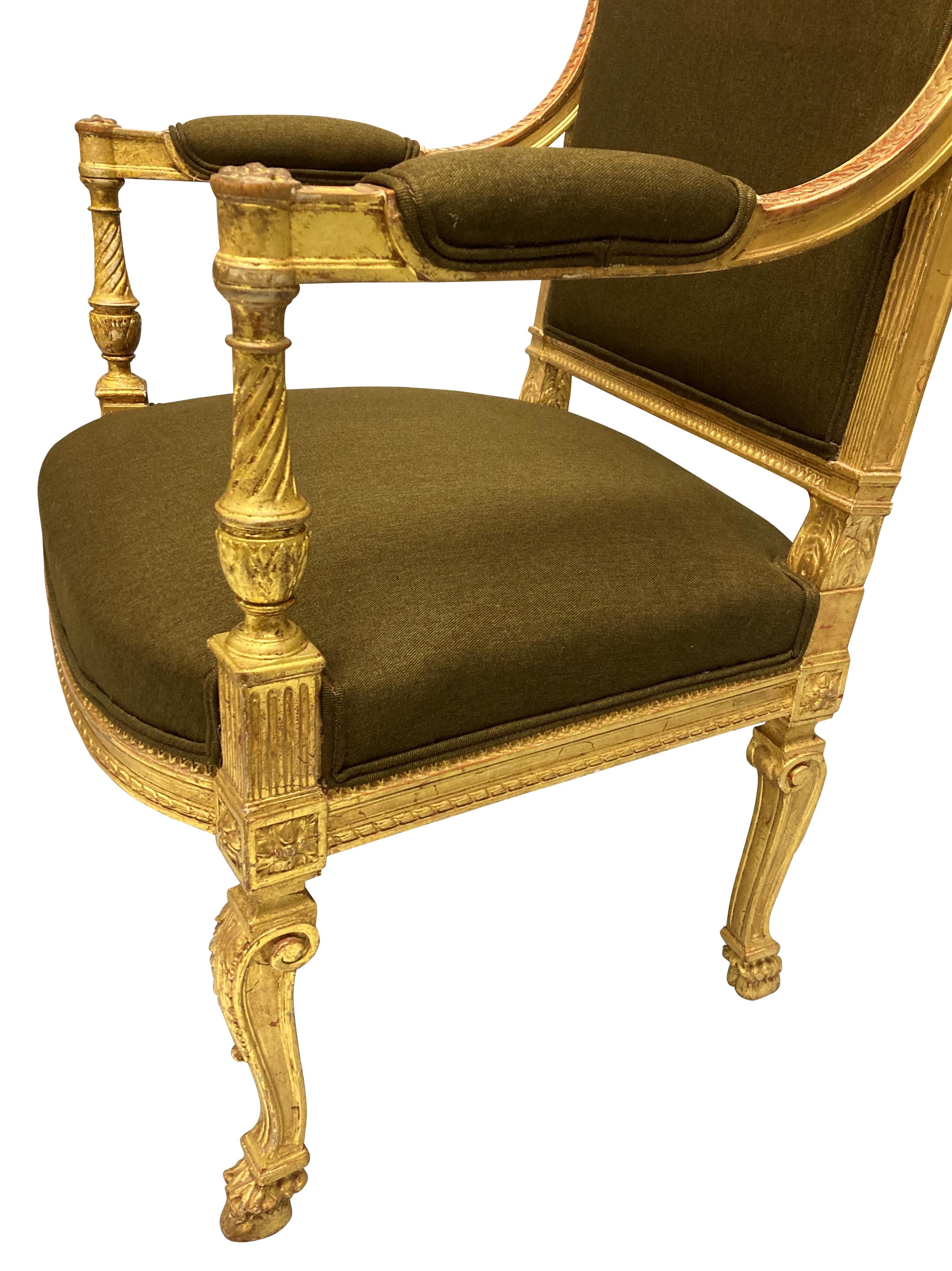 Fine Louis XIV Style Giltwood Armchair For Sale 1