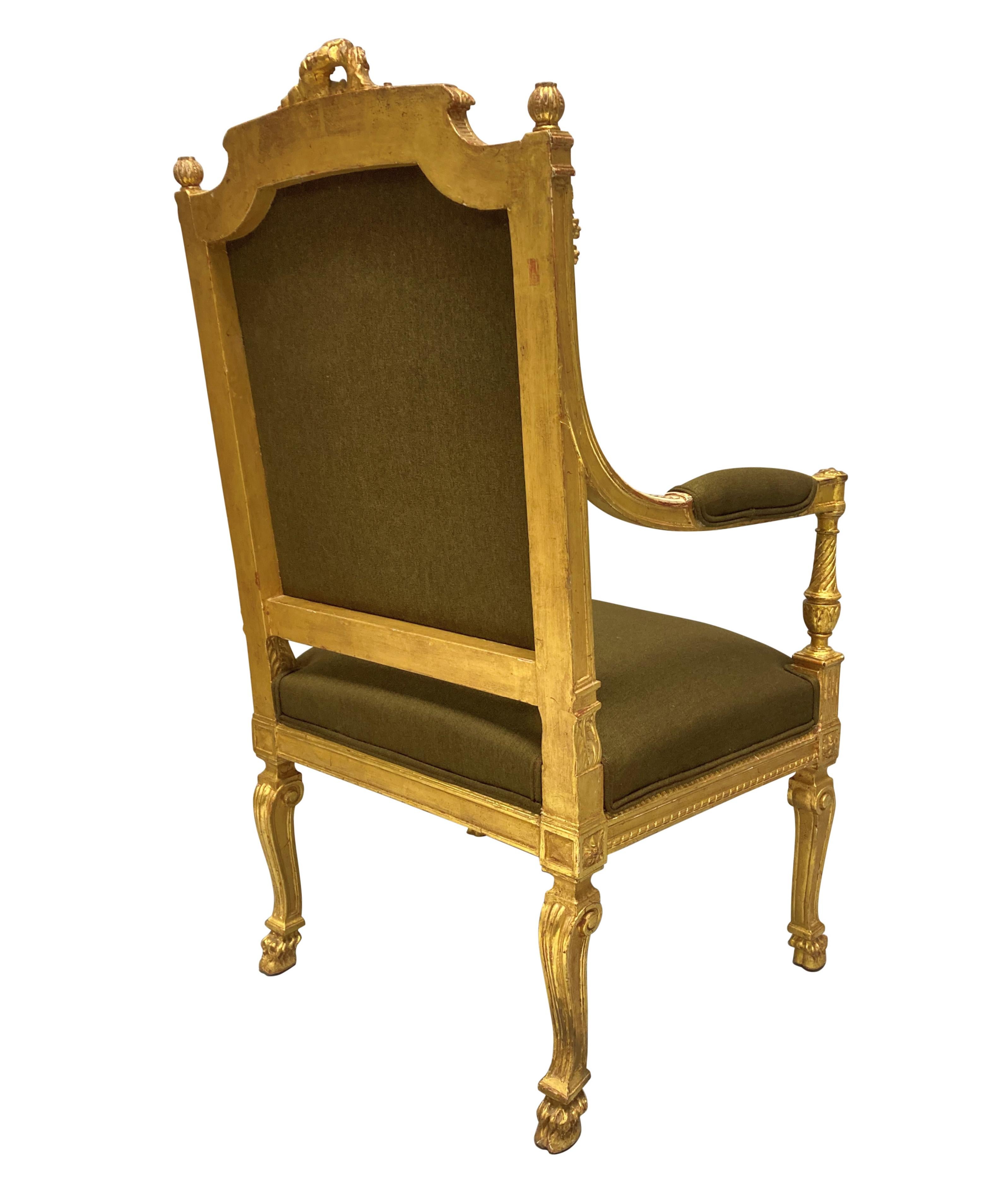 Fine Louis XIV Style Giltwood Armchair For Sale 2