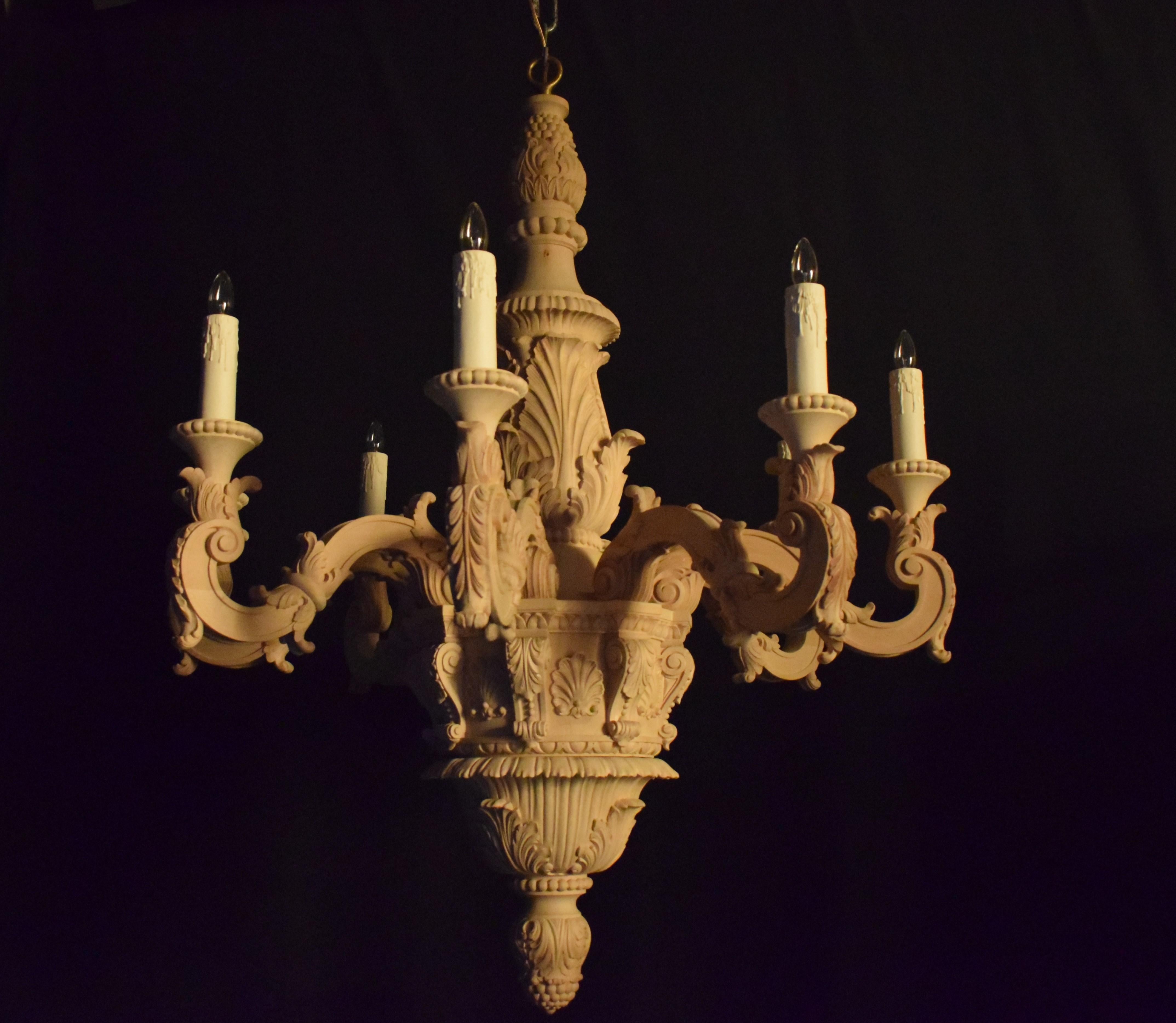Fine Louis XIV Style Wooden Chandelier For Sale 11